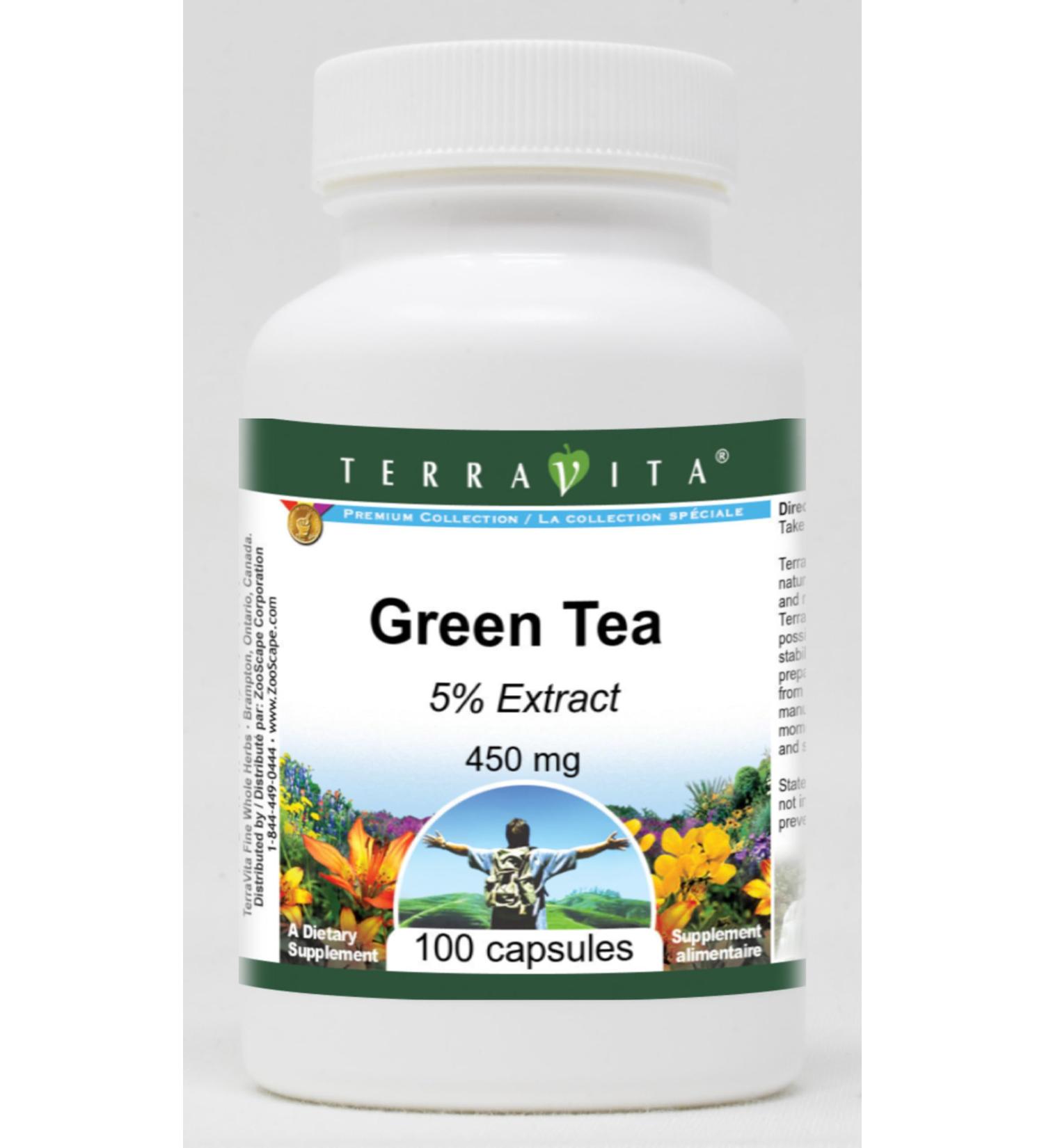 Green Tea 5% - 450 mg (100 Capsules ZIN: 520377) - Buy Online on GoSupps.com