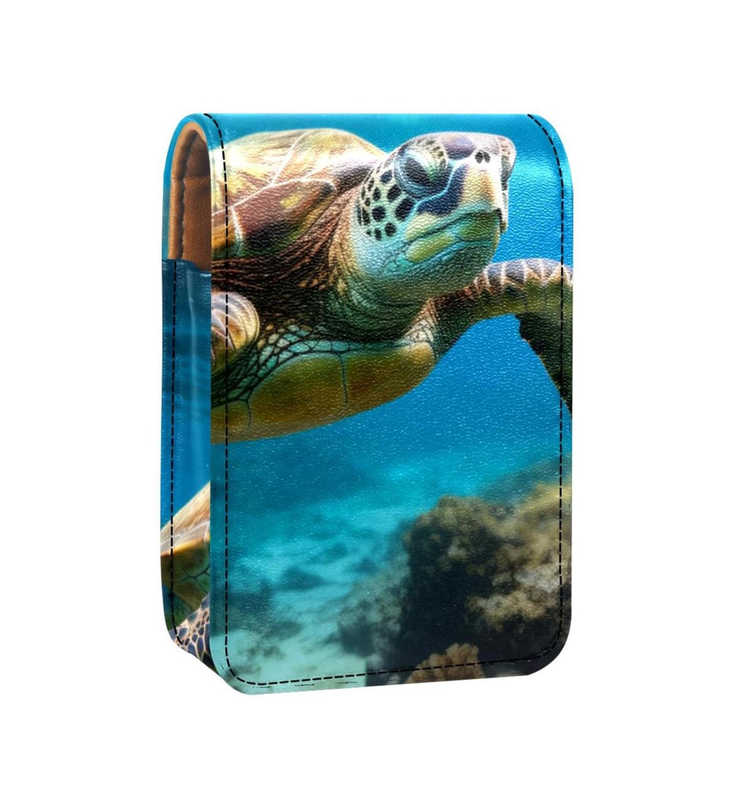 Buy Travel Lipstick Organizer Case | Portable Makeup Bag with Mirror | Sea Turtle Pattern | Perfect for On-the-Go Beauty - Buy Online on GoSupps.com
