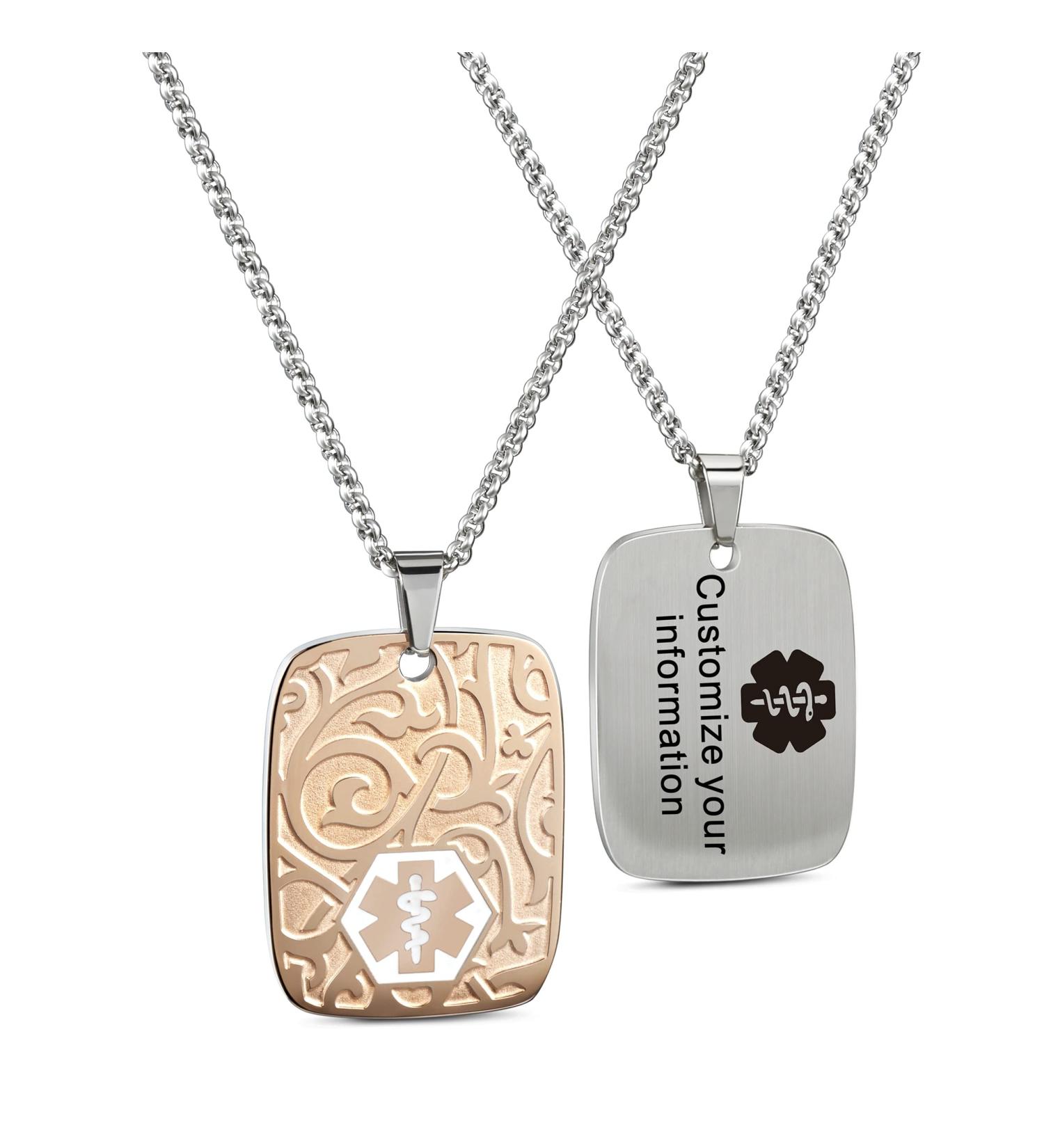 MunsteryAid Customized Medical Alert Dog Tag Necklace - Free Engraving for Men & Women - Personalized Emergency ID in Black - Buy Online on GoSupps.com