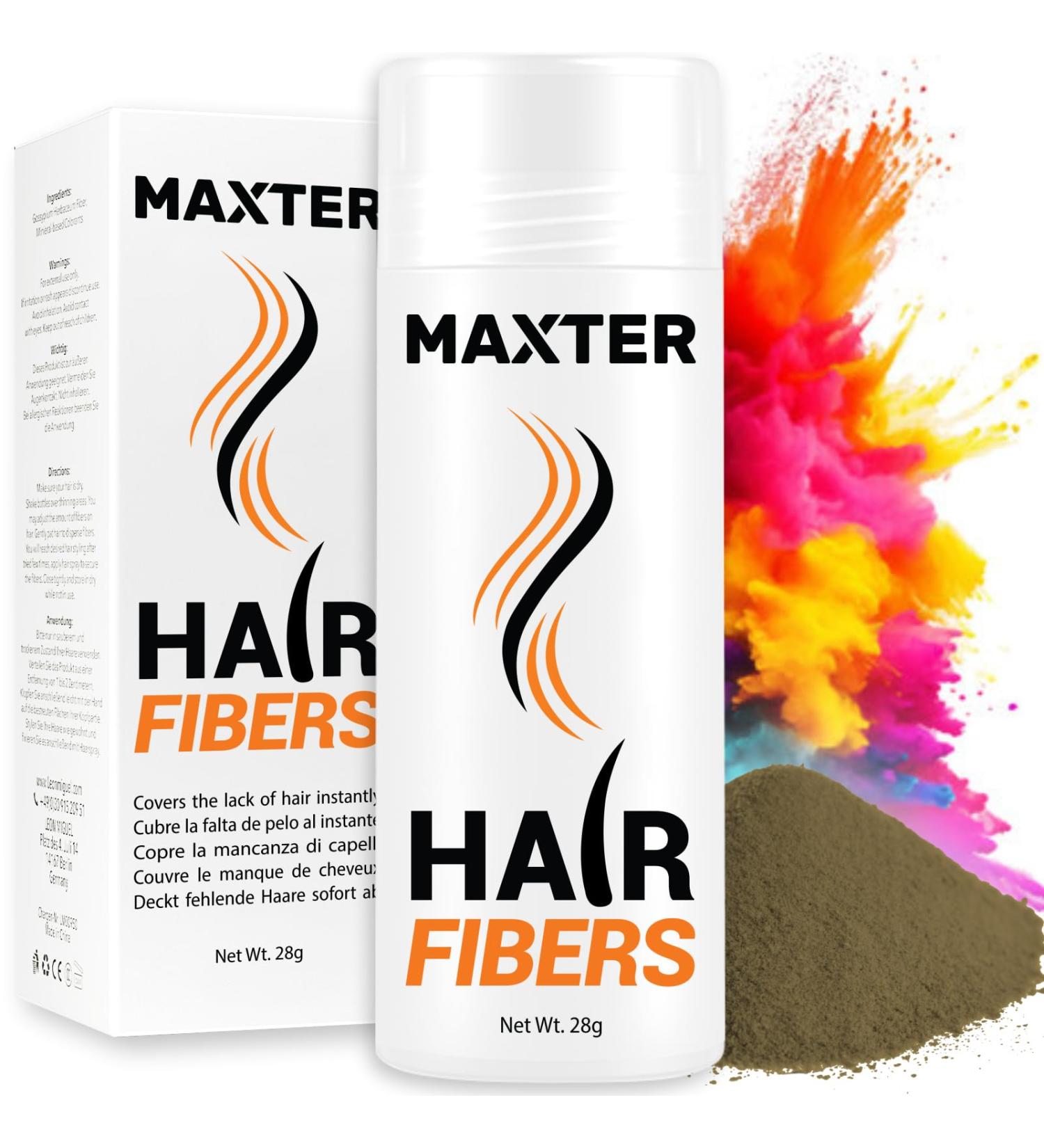 Maxter Hair Fibres for Men & Women - Natural Hair Powder for Building Thickening and Hair Loss Coverage in 30 Seconds (Light Brown 28g) - Buy Online on GoSupps.com