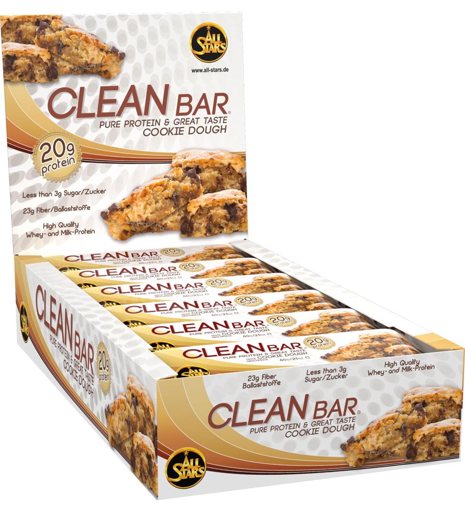 All Stars Clean Bar - Cookie Dough Flavor (18-Pack 60g Each) | Healthy Snack for Fitness & Energy Boost - International Shipping Available! - Buy Online on GoSupps.com