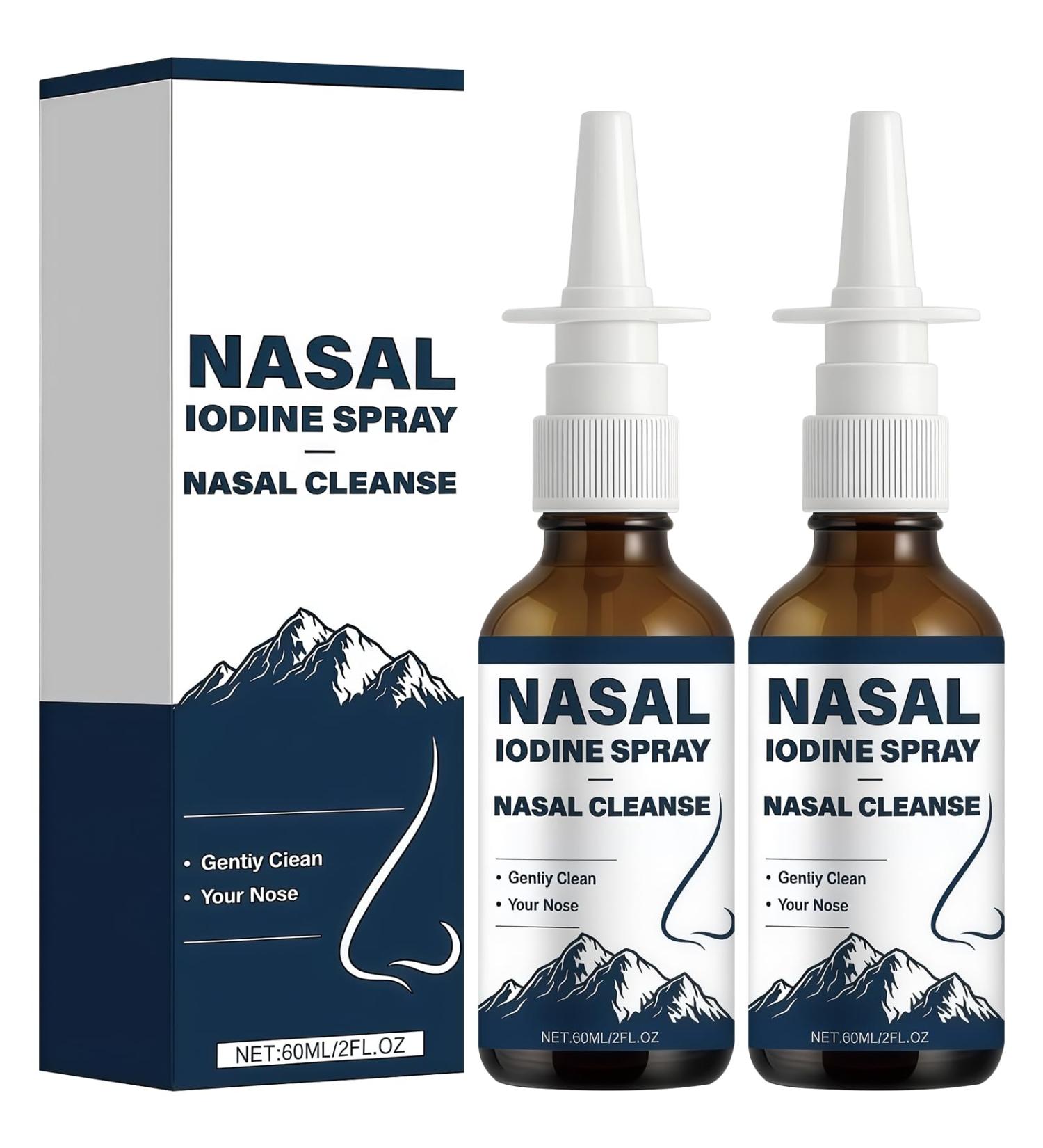 2Pcs Iodine Nasal Spray Daily Nasal Cleanse & Care Mist Fine Mist Non-Medicated Nasal Spray Refreshes Nasal Passages for Dry Air Travel & Daily Use - 150+ Uses - Buy Online on GoSupps.com
