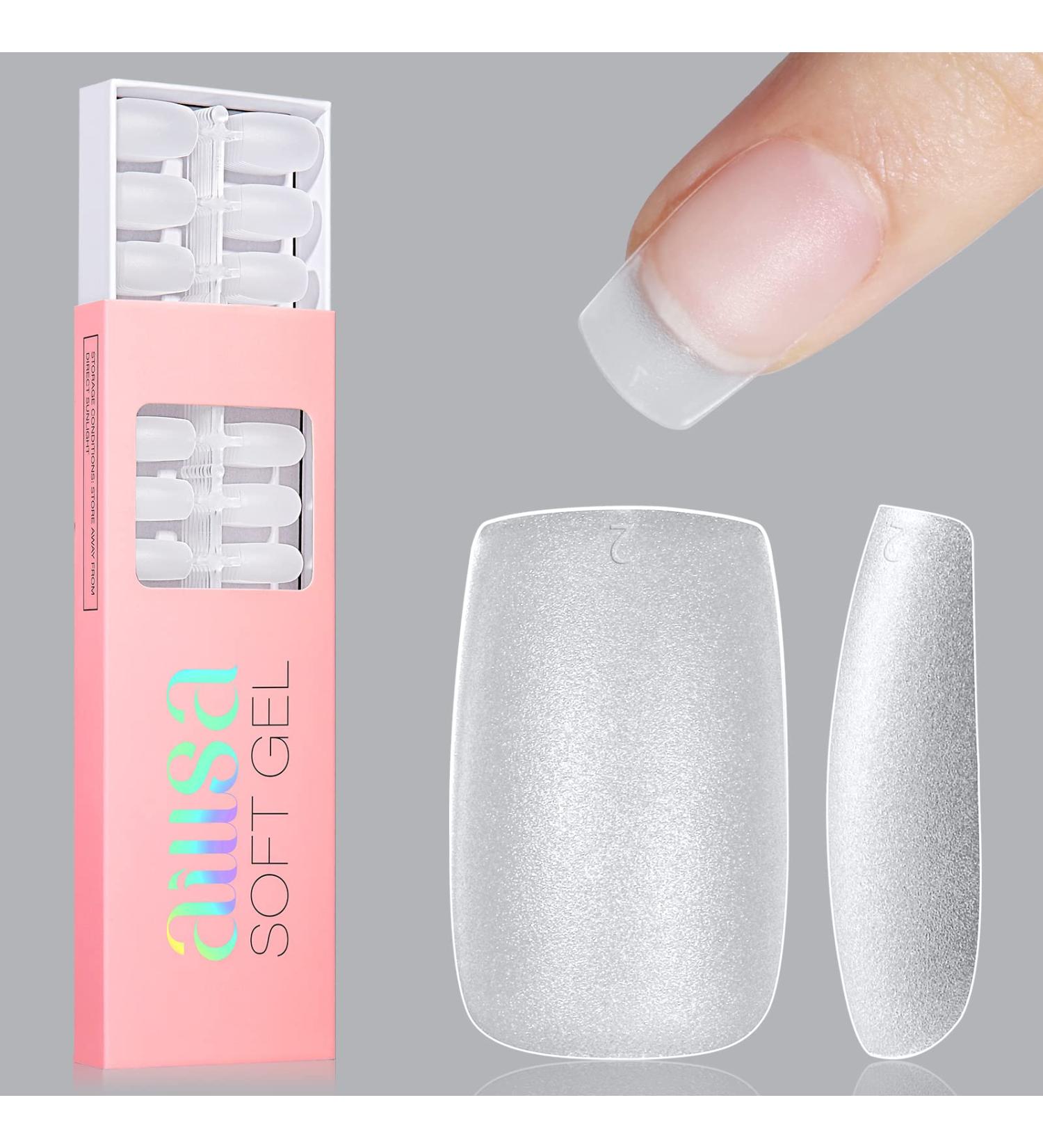 AILLSA Square Nails Tips - 240 Pcs Matte Soft Gel Nail Extension Tips | Pre-shaped Full Cover Acrylic Fake Nails | Short Square 15 Sizes | Soak Off & No File Needed - Buy Online on GoSupps.com