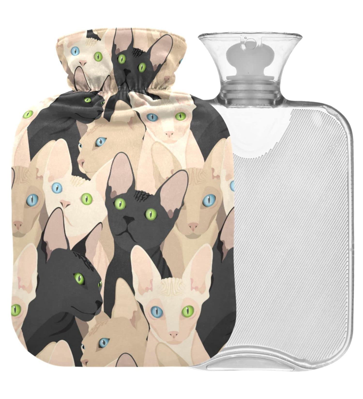 Naanle 2L Cat Hot Water Bottle - Transparent Large Hot Water Bottle for Bed Hand & Foot Warmer Pain Relief Winter Warmth & Cold Therapy - Buy Online on GoSupps.com