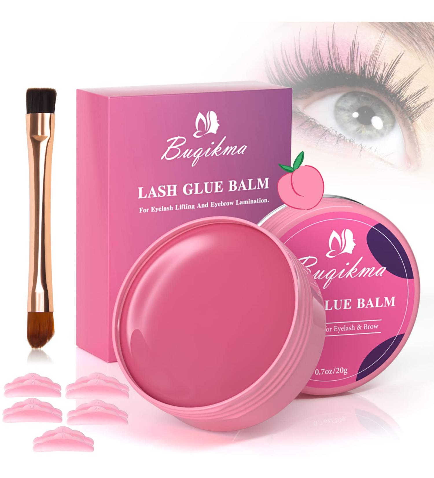 Buqikma Lash Lift Glue Balm 2023 - 2-in-1 Fruit Flavored Adhesive for Lash Perm and Brow Lamination - Pink Peach - 0.71Oz/20G - Buy Online on GoSupps.com