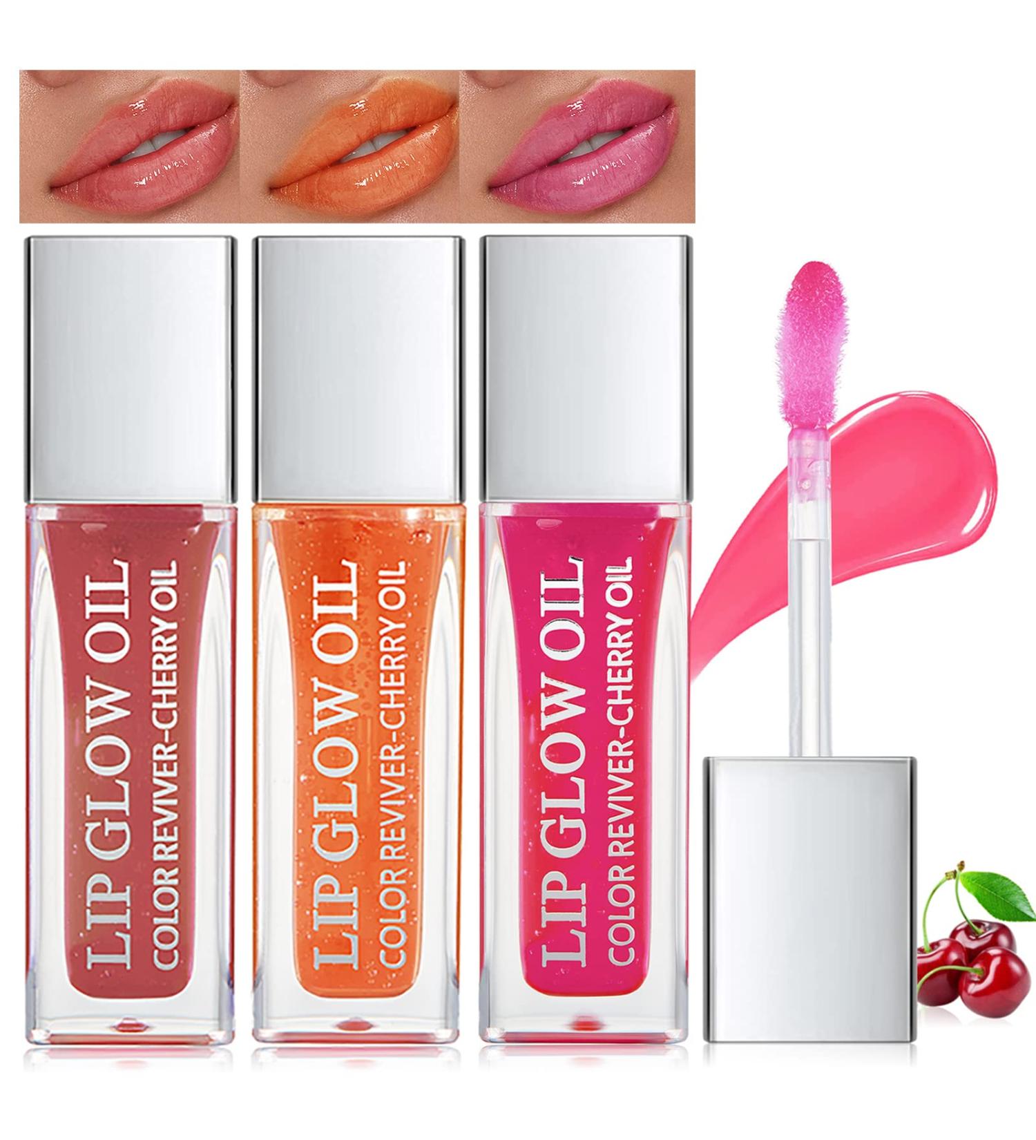 Plumping Lip Oil Trio Set - Hydrating Lip Gloss Tinted Balm Nourishing Glow Care | Transparent Toot for Dry Lips - Buy Online on GoSupps.com