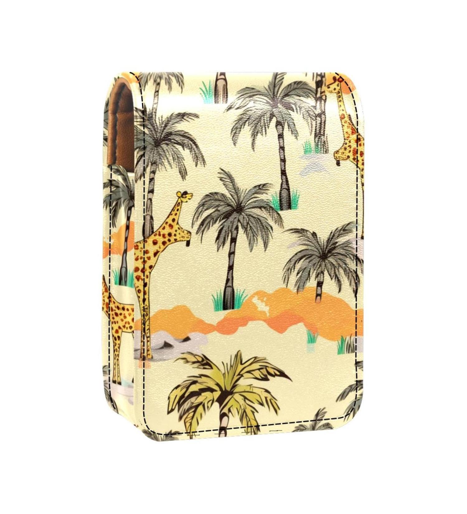 Travel Lipstick Organizer Case | Portable Makeup Bag with Mirror | Cute Cartoon Giraffe Design | Shop Internationally - Buy Online on GoSupps.com
