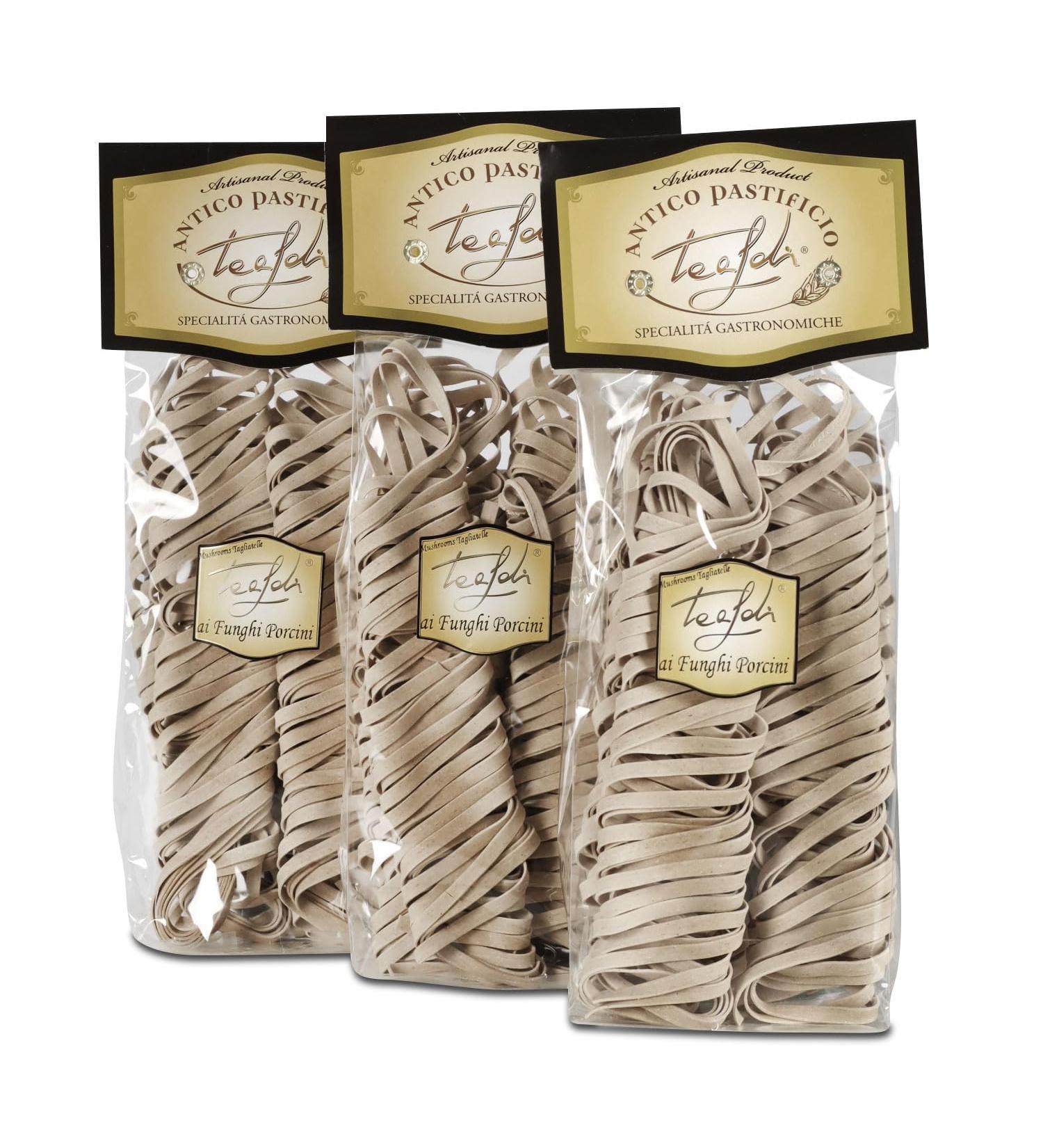 Tealdi Tagliatelle with Porcini Mushrooms from Italy - 3 x 250g | Premium Italian Pasta - Buy Online on GoSupps.com