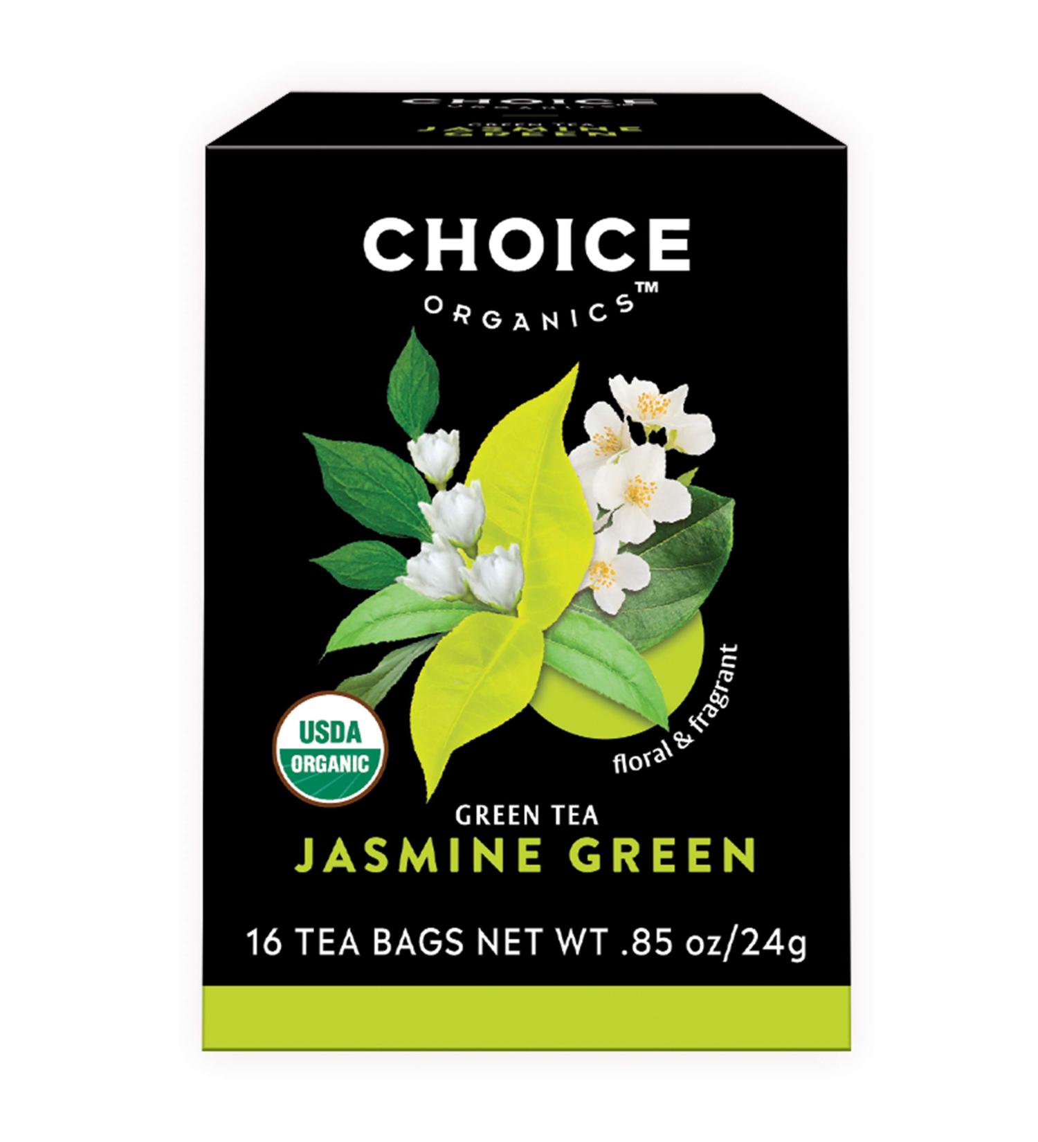 Choice Organics Organic Jasmine Green Tea (6 Pack) - Fair Trade - Compostable - Contains Caffeine - 96 Organic Green Tea Bags - Jasmine Blossom Scent - 16 Count (Pack of 6) - Buy Online on GoSupps.com