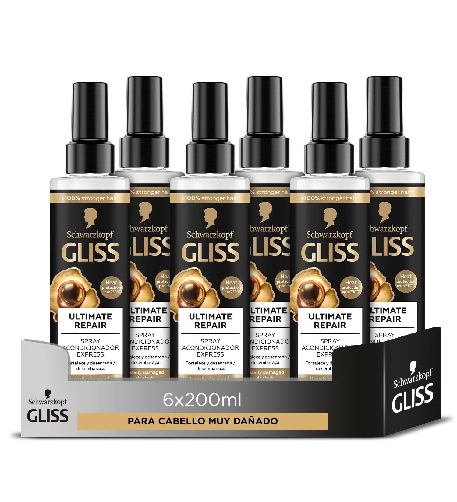  Gliss Gliss Express Leave-In Bi-Phase Conditioner for Very Damaged Hair with Liquid Keratin Ultimate Repair 6 x 200ml Units (1200ml) Ultra Repair Range - Buy Online on GoSupps.com