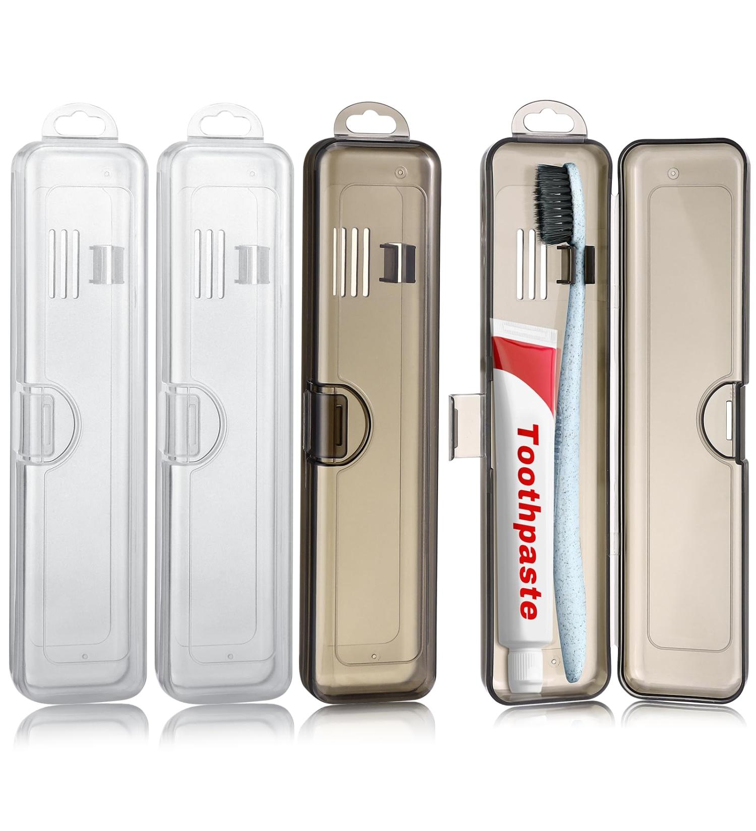 Toothbrush Travel Case Set - 4 Transparent Holders for Travel Camping & Home | Portable Plastic Covers - 7.87x1.85x1.18 inches - Buy Online on GoSupps.com