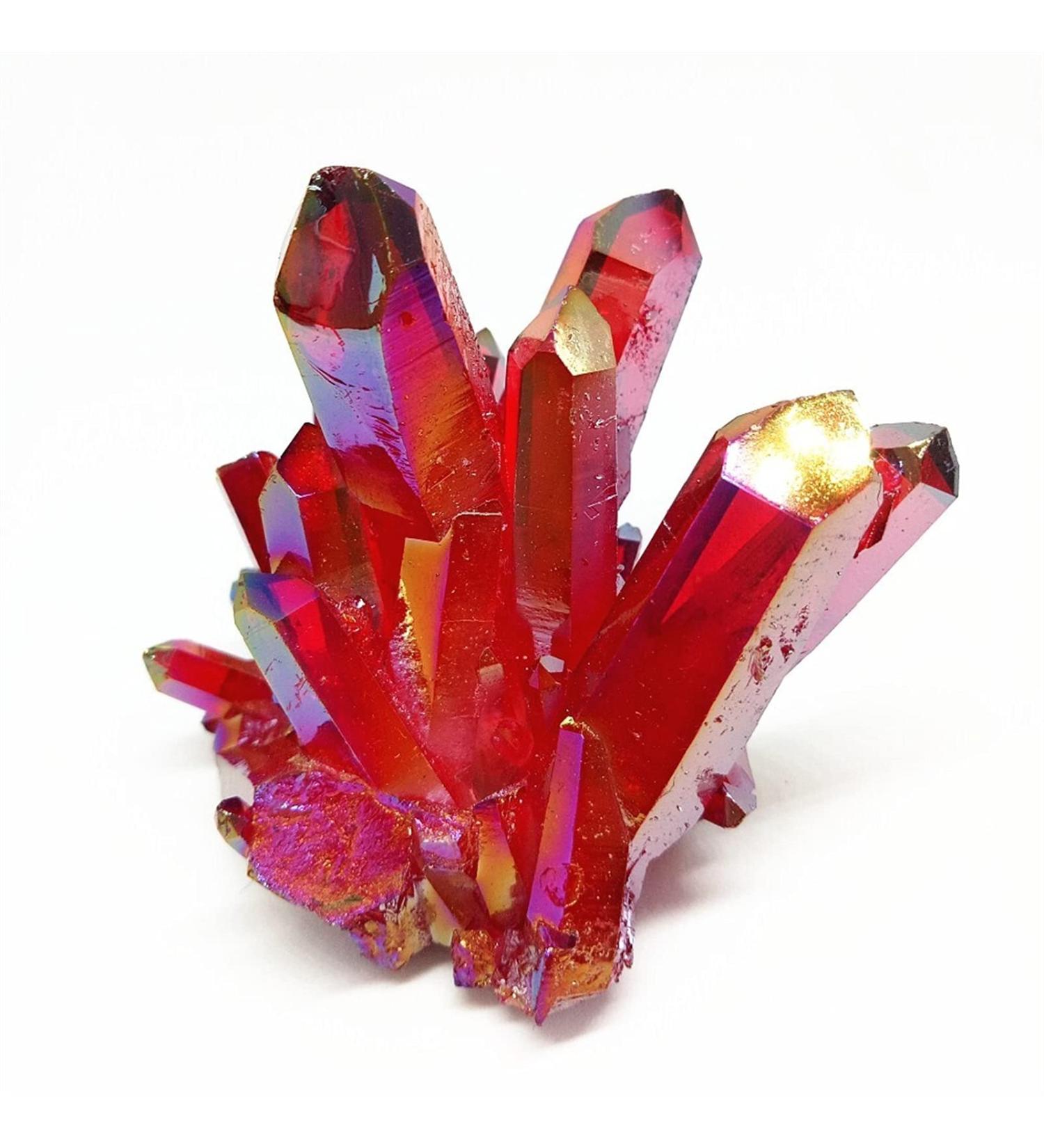 145g Natural red Quartz Cluster Beautiful red Aura Angel Crystal Cluster Reiki Titanium Coating Cluster yuebang Reiki Crystal Stone - Buy Online on GoSupps.com