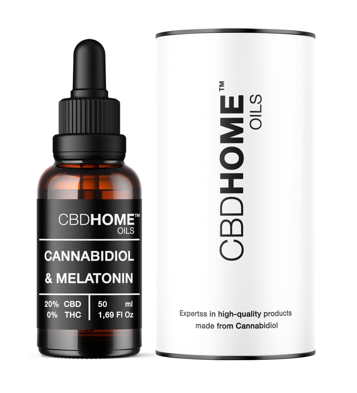 CBD HOME Oils - CBD Oil 20% 50ml - Isolated - Coconut Oil (MCT) and Organic Hemp Enriched with 10 000 mg Pure CBD Melatonin and Omega 3-6-9. Certified CBD Oil - Made in the EU - Buy Online on GoSupps.com
