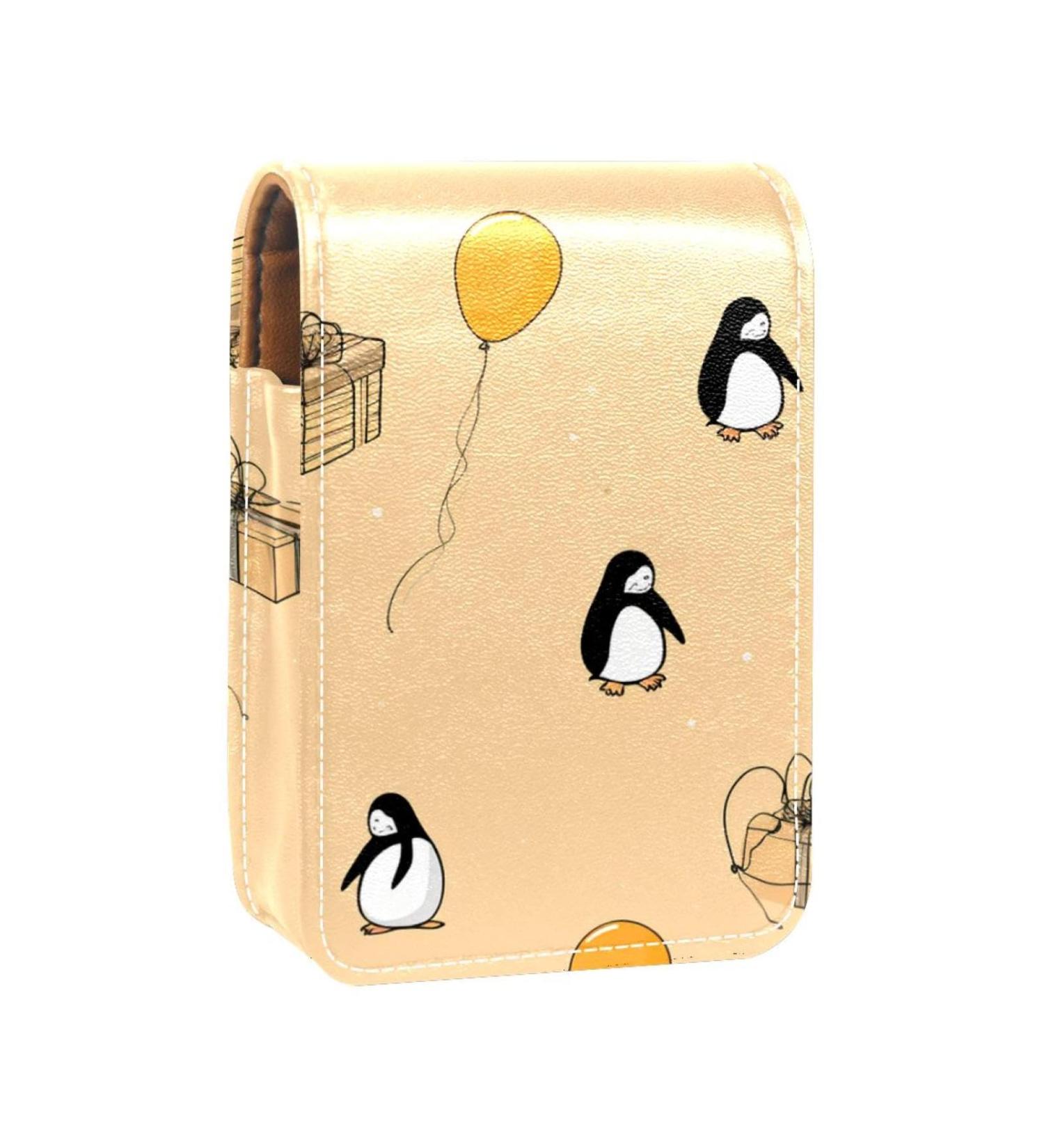 Travel Lipstick Organizer Case - Portable Makeup Bag with Mirror & Cartoon Balloon Penguin Design - Q440m6utsy - Buy Online on GoSupps.com
