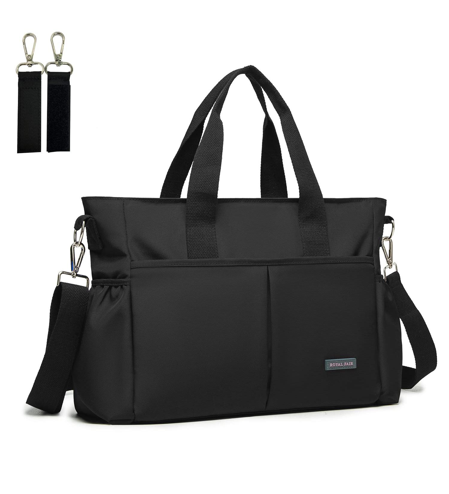 ROYAL FAIR Nappy Changing Bags Baby Changing Bag For Mom And Dad Portable Messenger Tote Bag with Pram Clips Maternity Diaper Bag Travel Tote Bag (Black Medium) 40x28 x12.8 CM Black - Buy Online on GoSupps.com