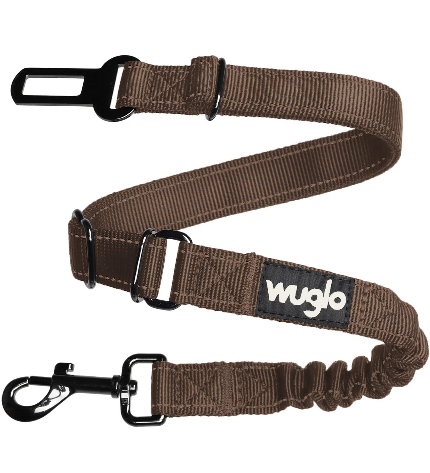 Wuglo 38-95cm Dog Car Safety Belt | Durable Elastic Dog Straps | Universal Buckling Clip for Safe Travel - Brown - Buy Online on GoSupps.com