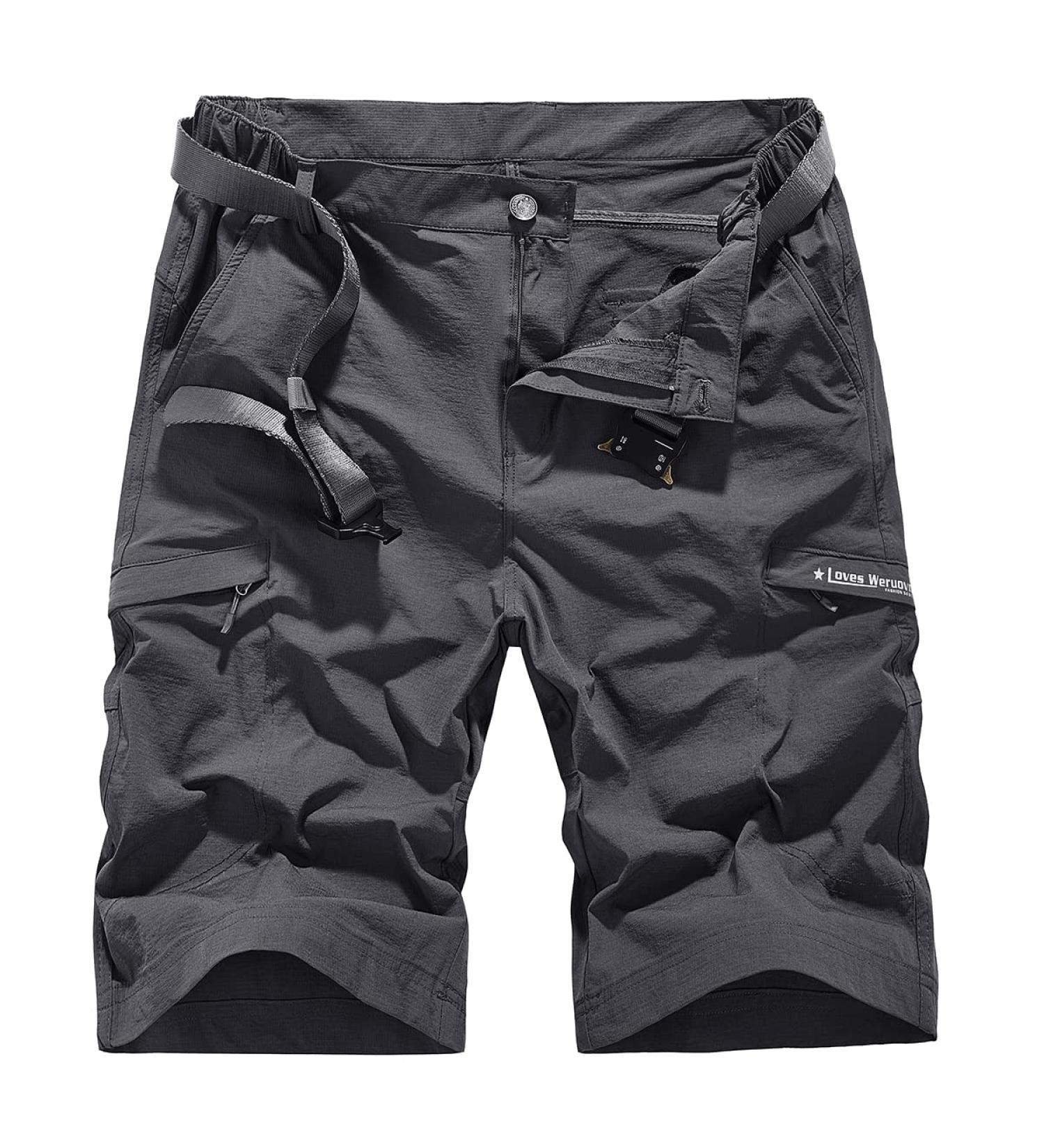 Men's Quick Dry Cargo Shorts - Outdoor Summer Hiking Shorts (Grey, Size 40) - Buy Online on GoSupps.com