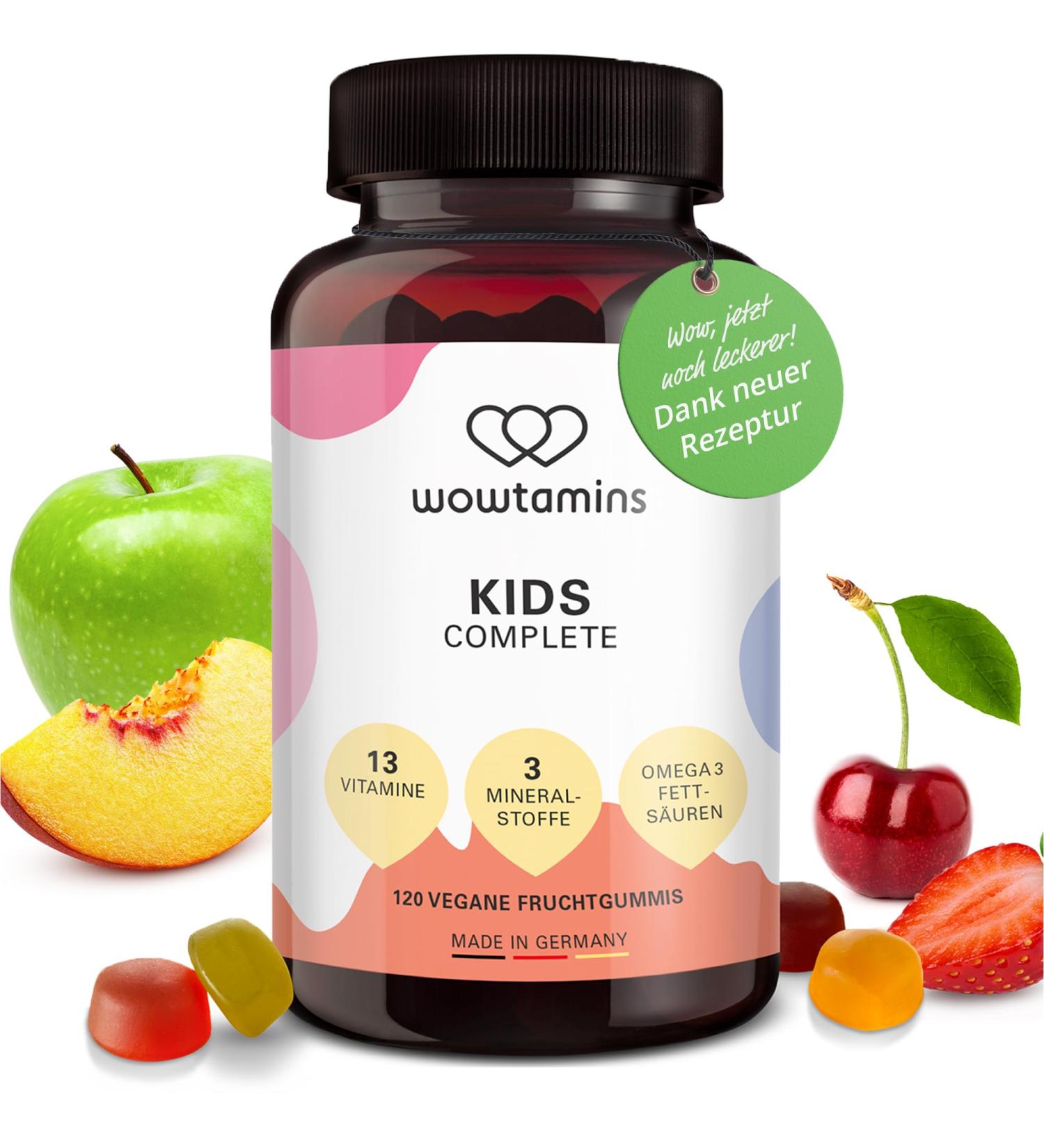 WowTamins Kids Complete - Multivitamin Gummy Bears with Omega 3 Vitamin C D3 B12 & Zinc - 120 Pieces for Children's Immune Support - International Shipping Available - Buy Online on GoSupps.com