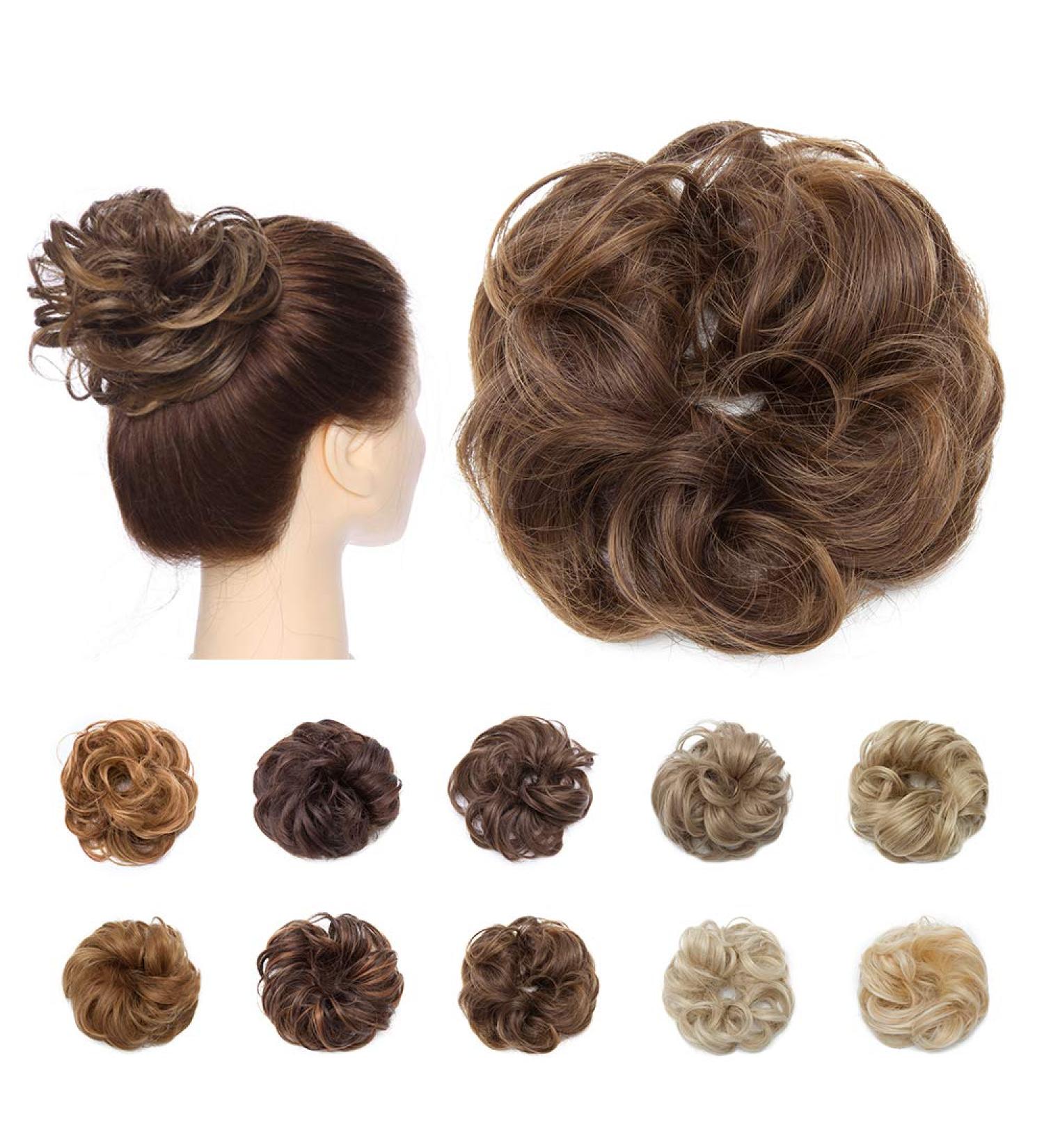 Light Brown Updo Ponytail Hair Extensions - Messy Scrunchies Bun for Women - Curly Wavy Hairpieces & Accessories - 25g - Buy Online on GoSupps.com