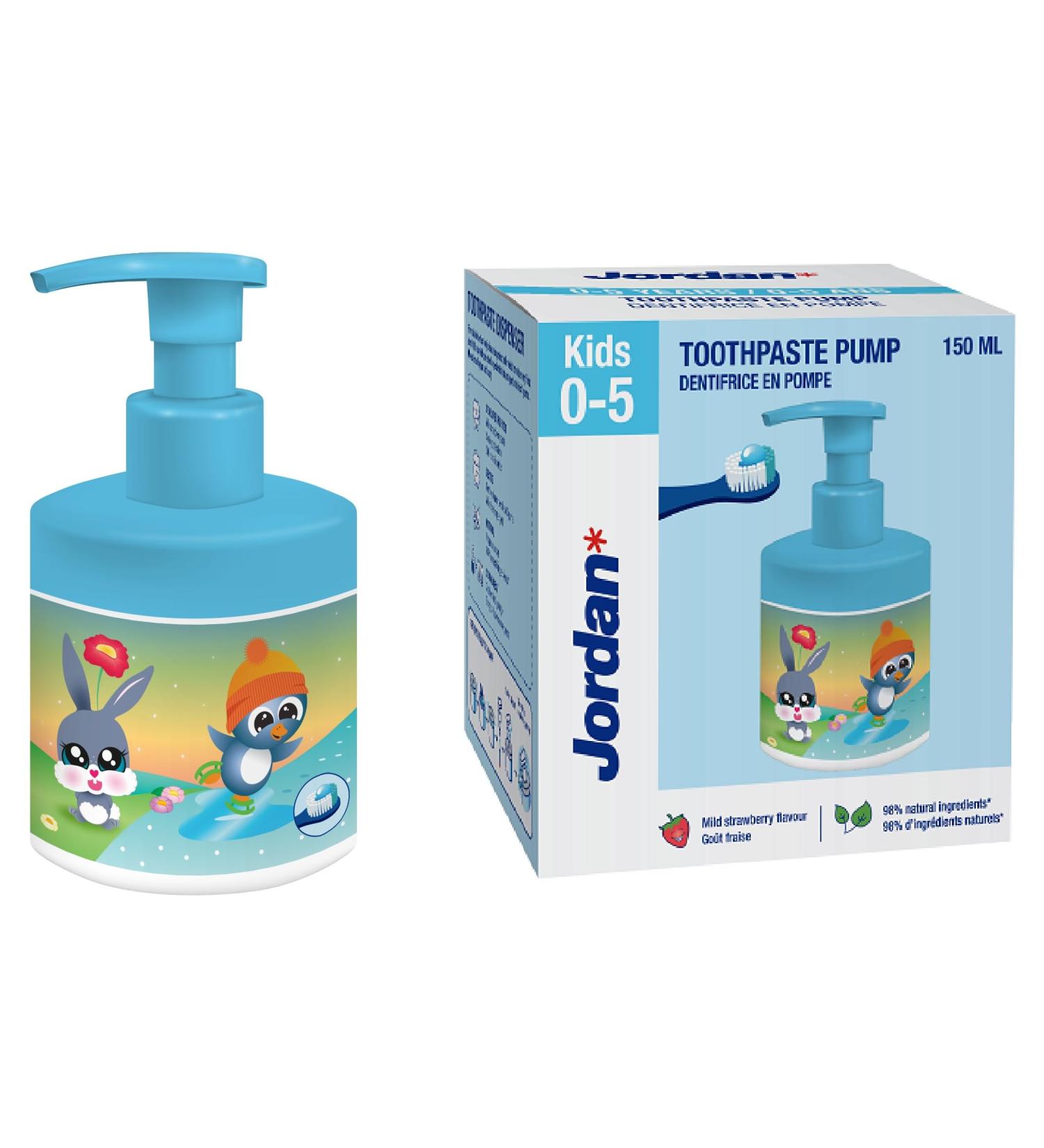 Jordan Children's Toothpaste Pump - Innovative 150ml Dispenser for 0-5 Years | Equivalent to 3 Tubes | Convenient & Safe Tooth Care - Buy Online on GoSupps.com