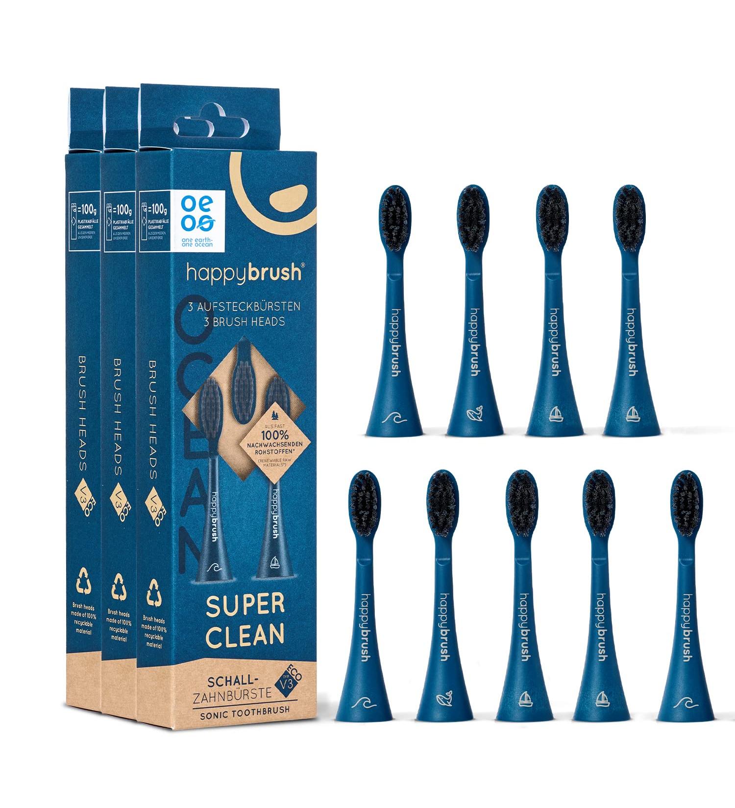 Buy Happybrush 9-Piece Replacement Brushes for Vibe 3 Electric Toothbrush | Icon Differentiated Heads | Blue Ocean Rounded Bristles - International Shipping Available - Buy Online on GoSupps.com
