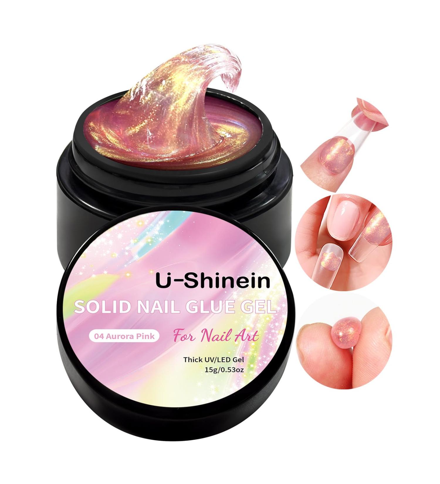 U-shinein 15 ml Solid Nail Glue Gel for Acrylic & Press-On Nails - Colorful Pink - 0.52oz Nail Art Manicure Glue - Buy Online on GoSupps.com