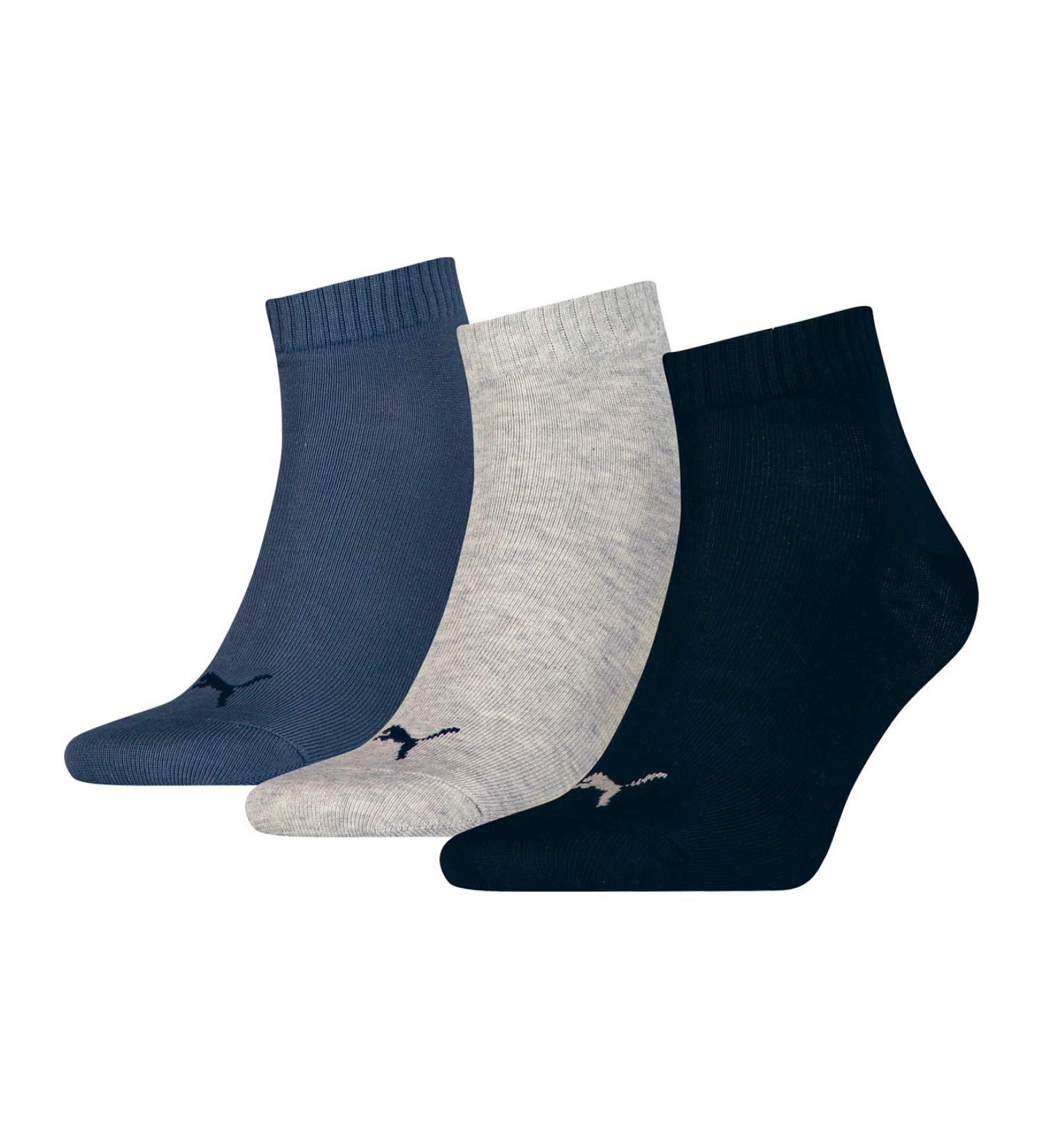 PUMA Unisex Quarter Socken (3Pack) 42 Marineblau / Grau / Blau