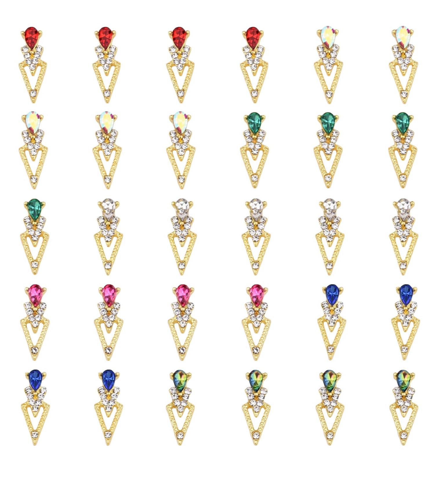 TEEKME 30pcs Mix Gold Nail Charms with Gemstones - Nail Decoration Bling Rhinestones - Buy Online on GoSupps.com