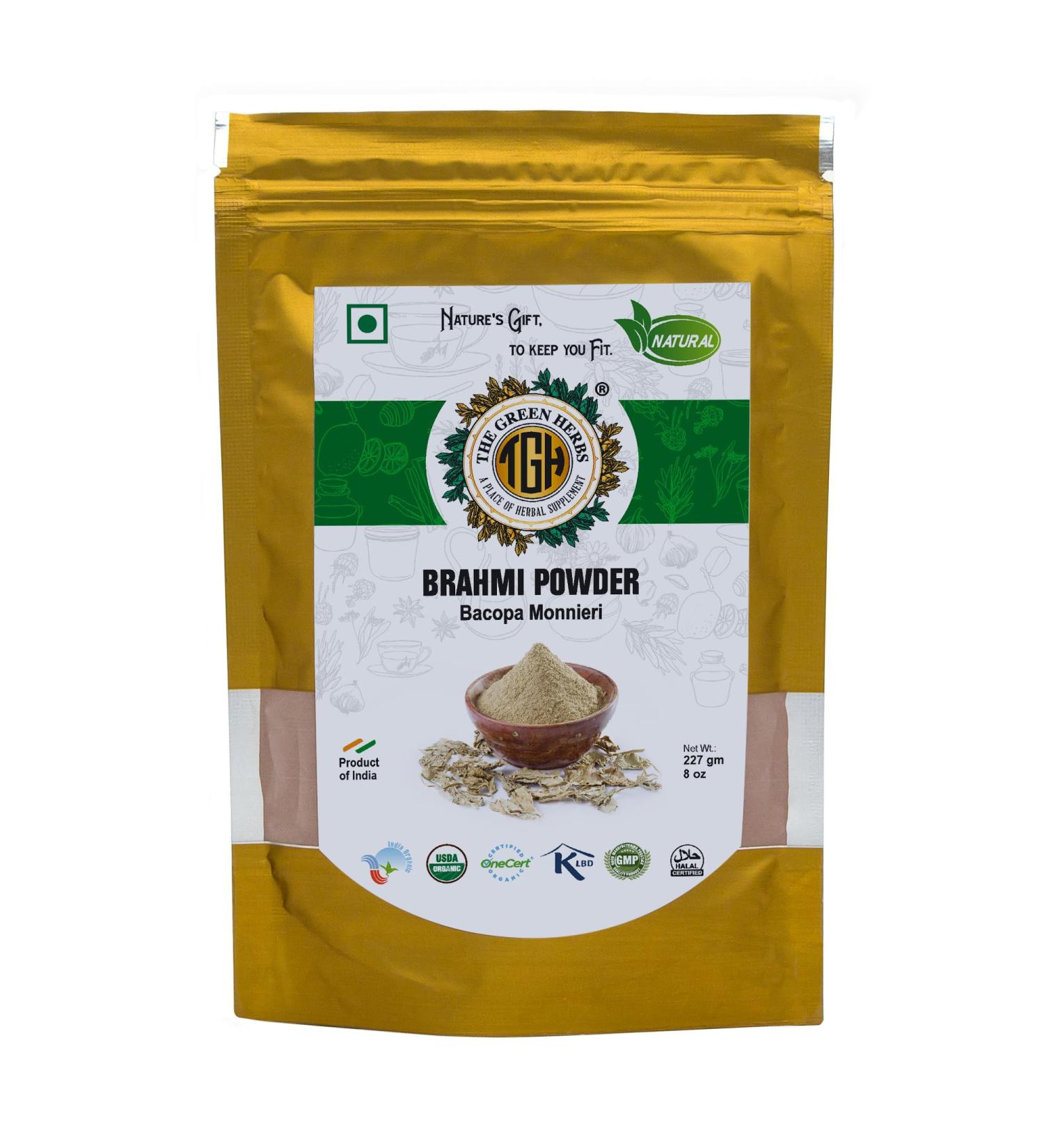 Buy Green Herbs Brahmi Leaf Powder 227g - Natural Chemical-Free Bacopa monnieri Herbal Powder for Wellness - Buy Online on GoSupps.com