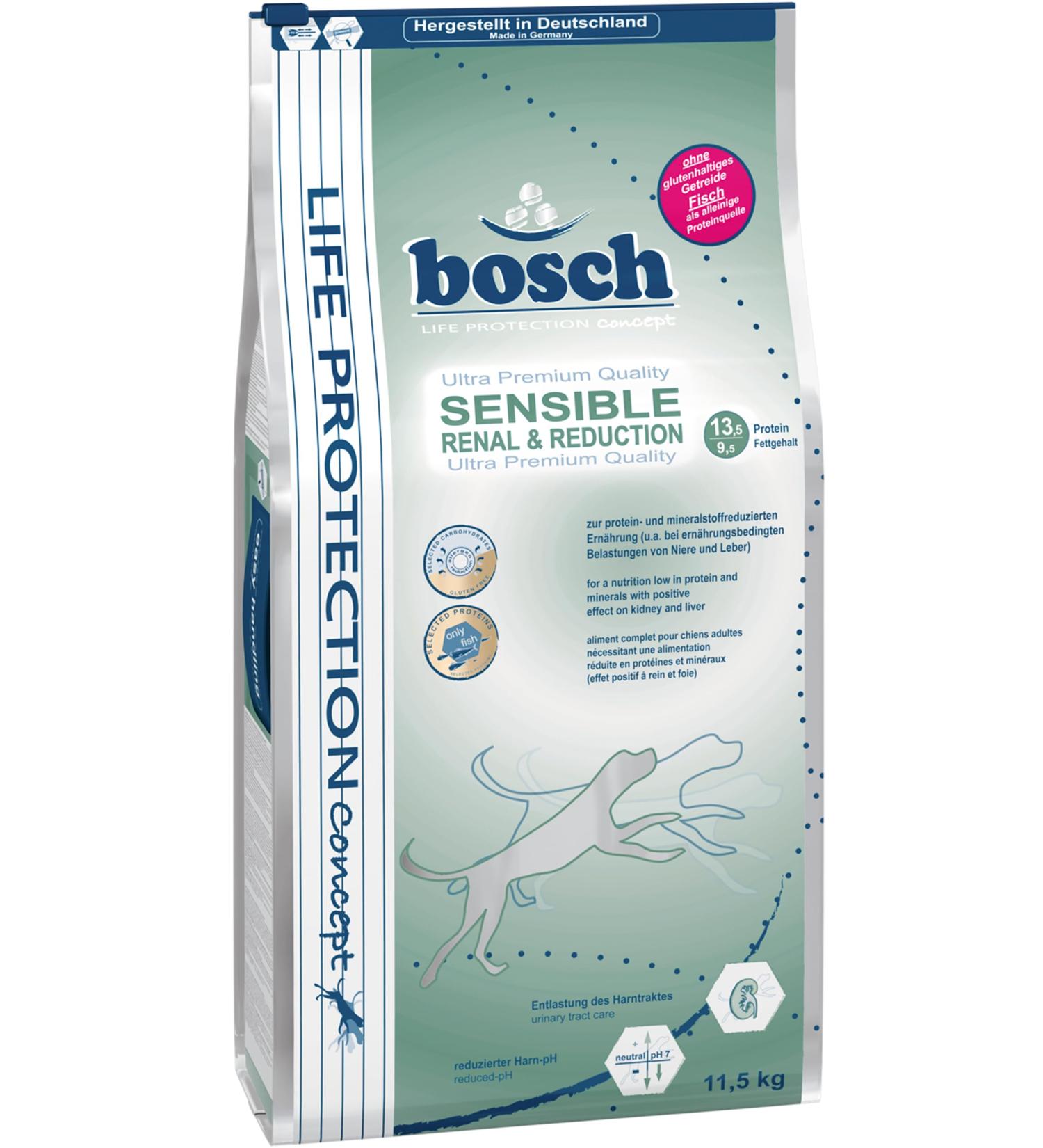 bosch Life Protection Concept | Sensitive Renal & Reduction | Dry food for nutritionally sensitive adult dogs | Reduced in protein and minerals | 1 x 11.5 kg - Buy Online on GoSupps.com
