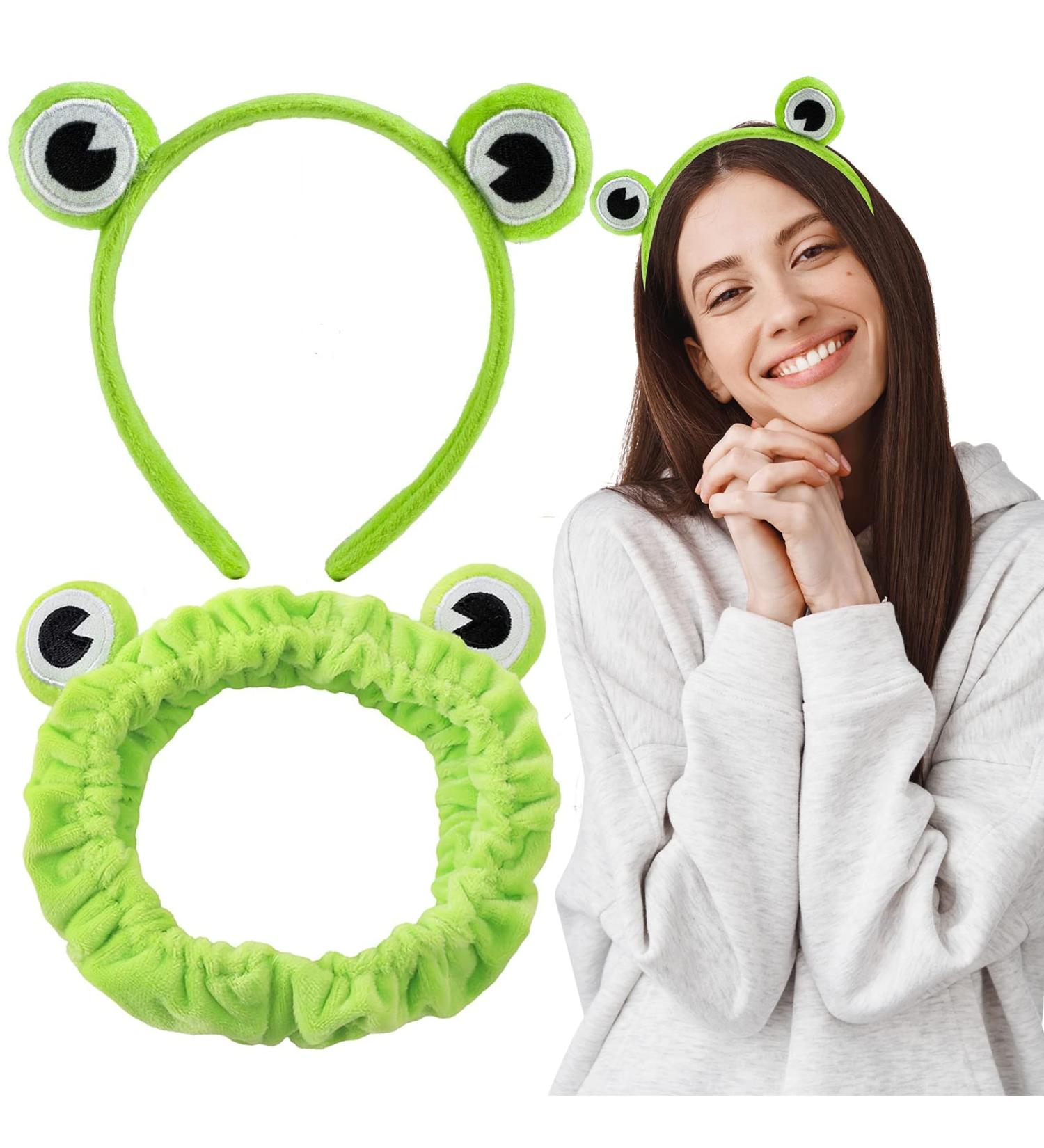 Frog Hair Band 2-Pack - Cute Green Headband for Girls & Women | Elastic Hair Accessories for Face Washing, Yoga, and Beauty Skincare - Buy Online on GoSupps.com