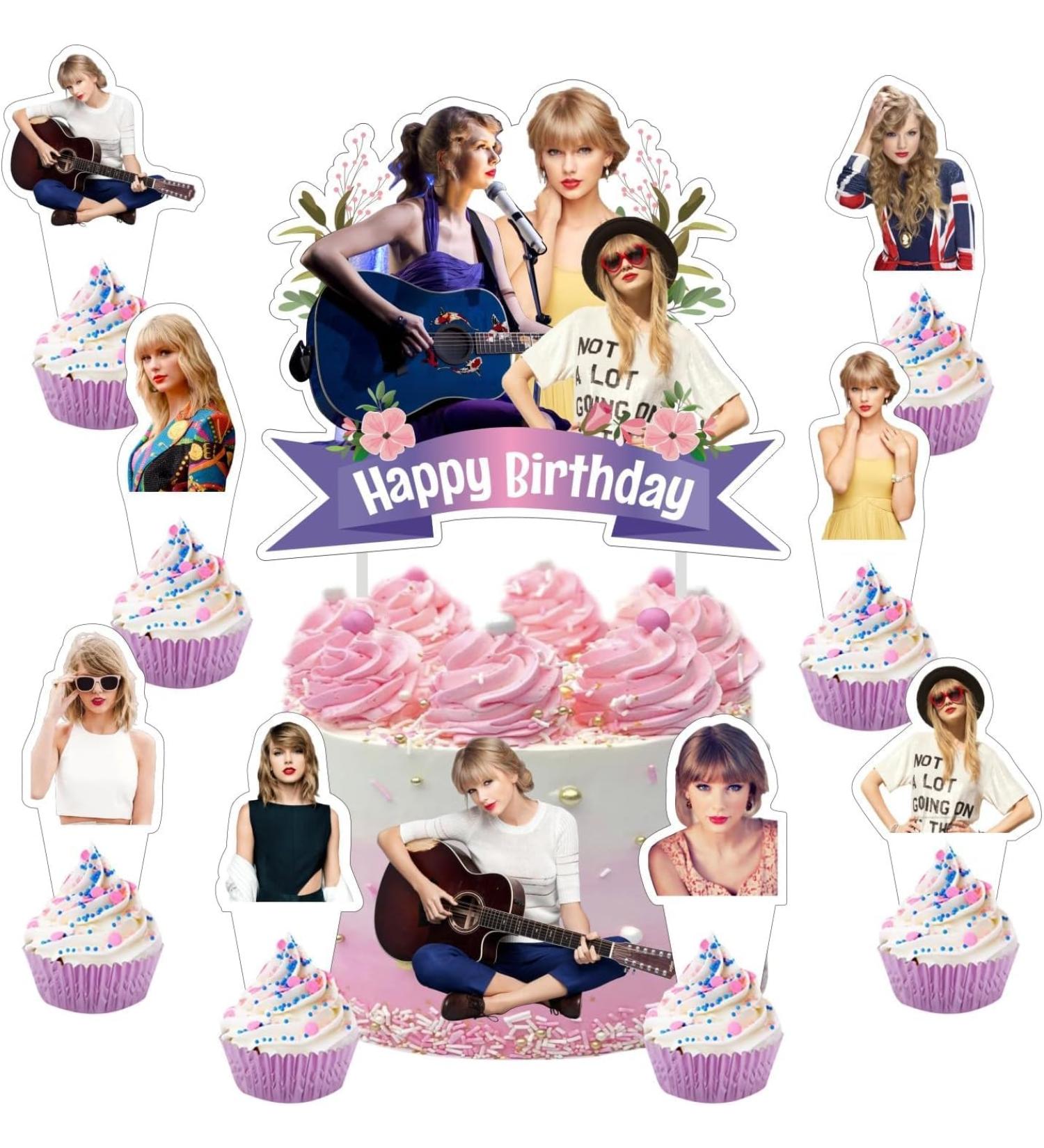 Taylor Singer Cake Decorations with 1pcs Cake Topper 24pcs Cupcake Toppers for Swift Birthday Party Supplies25pcs - Buy Online on GoSupps.com
