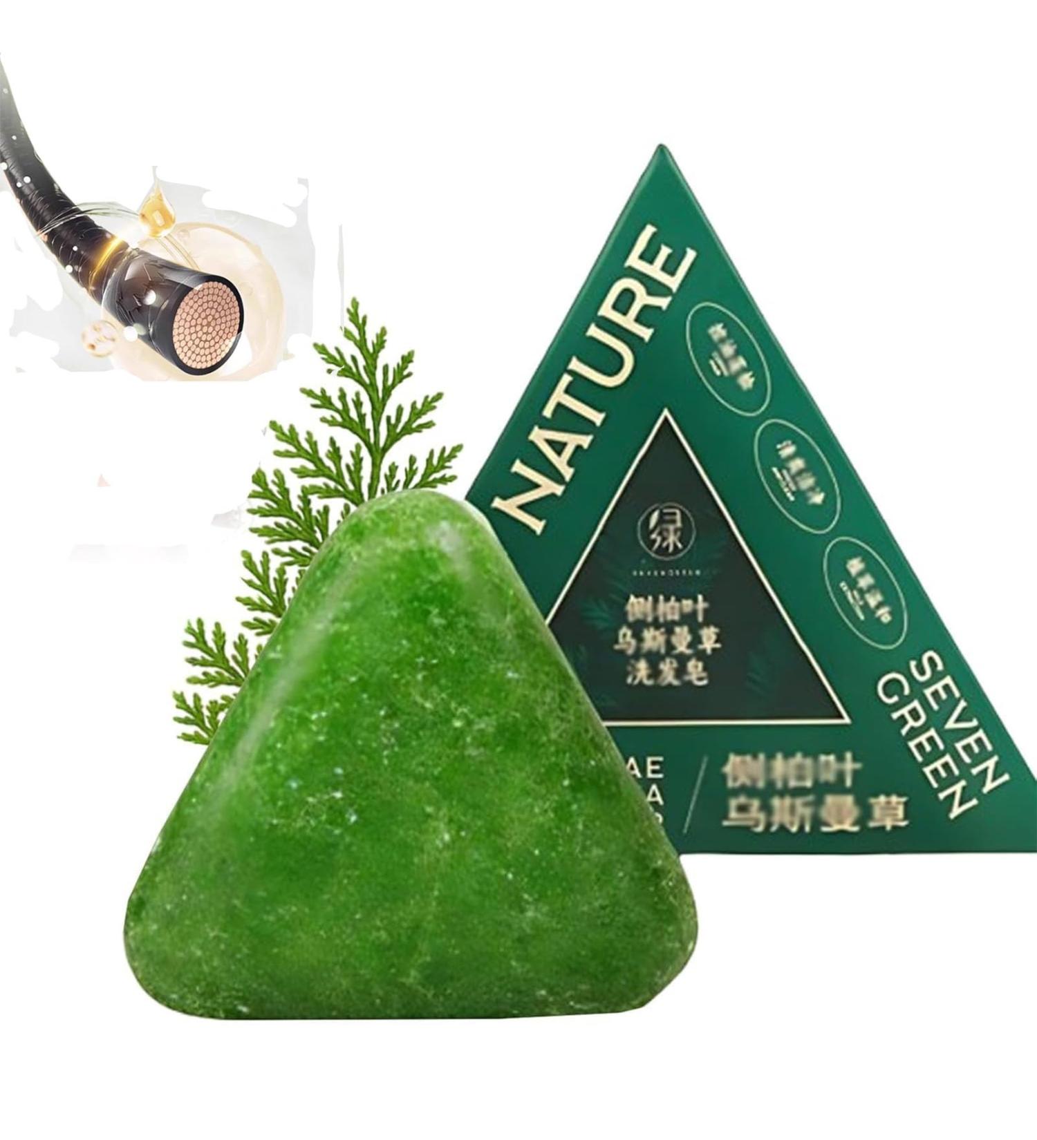 Nature Triangle Shampoo Bar - Usman Grass Seven Green Soap - Volumizing & Oil Control - Solid Shampoo for Women and Mens - Buy Online on GoSupps.com