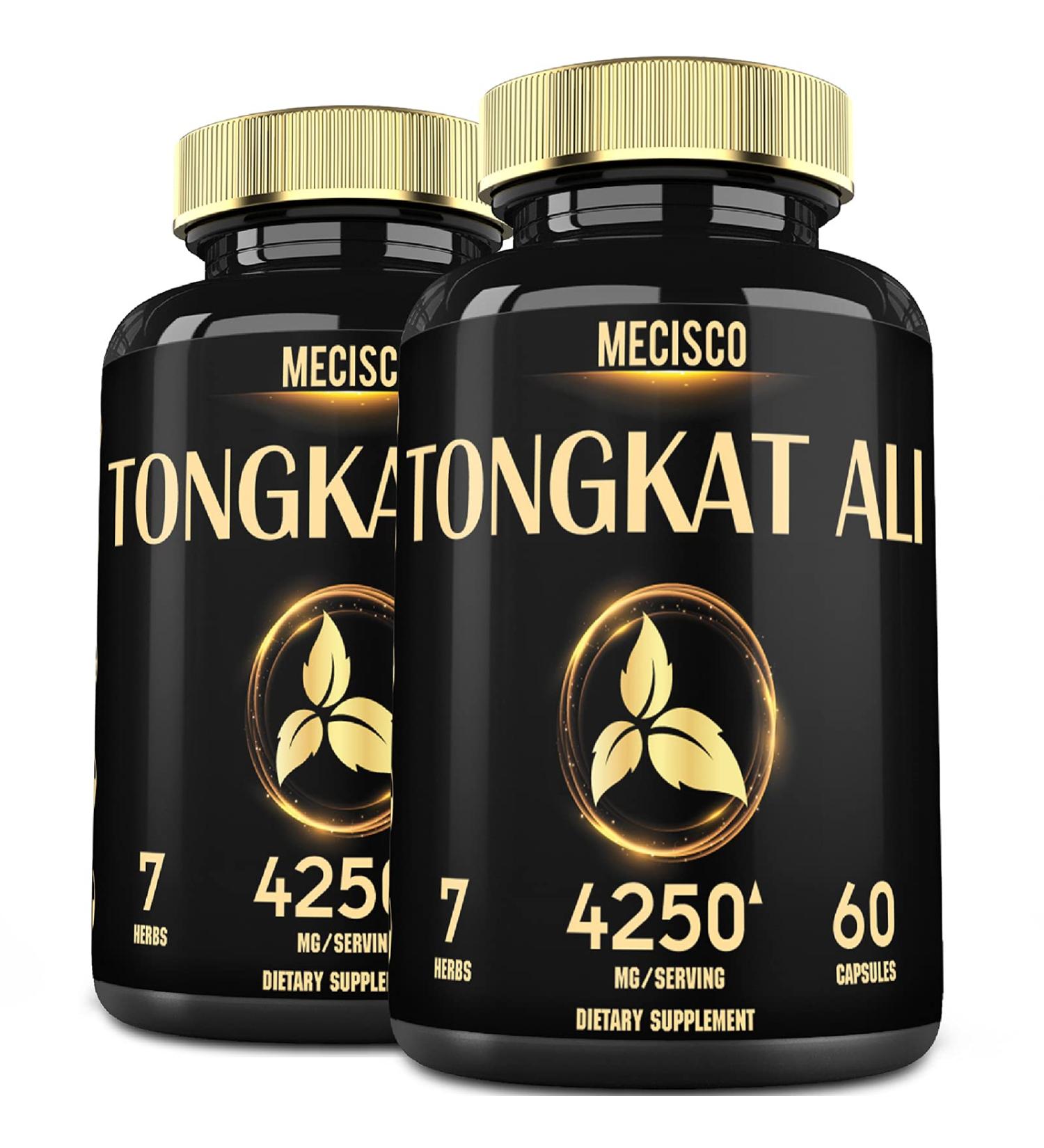 Mecisco Tongkat Ali for Men 4250mg 200:1 Extract - Energy, Stamina & Muscle Support - 7 High Concentrated Ingredients - 60 Capsules x 2 (120 Capsules Total) - Buy Online on GoSupps.com