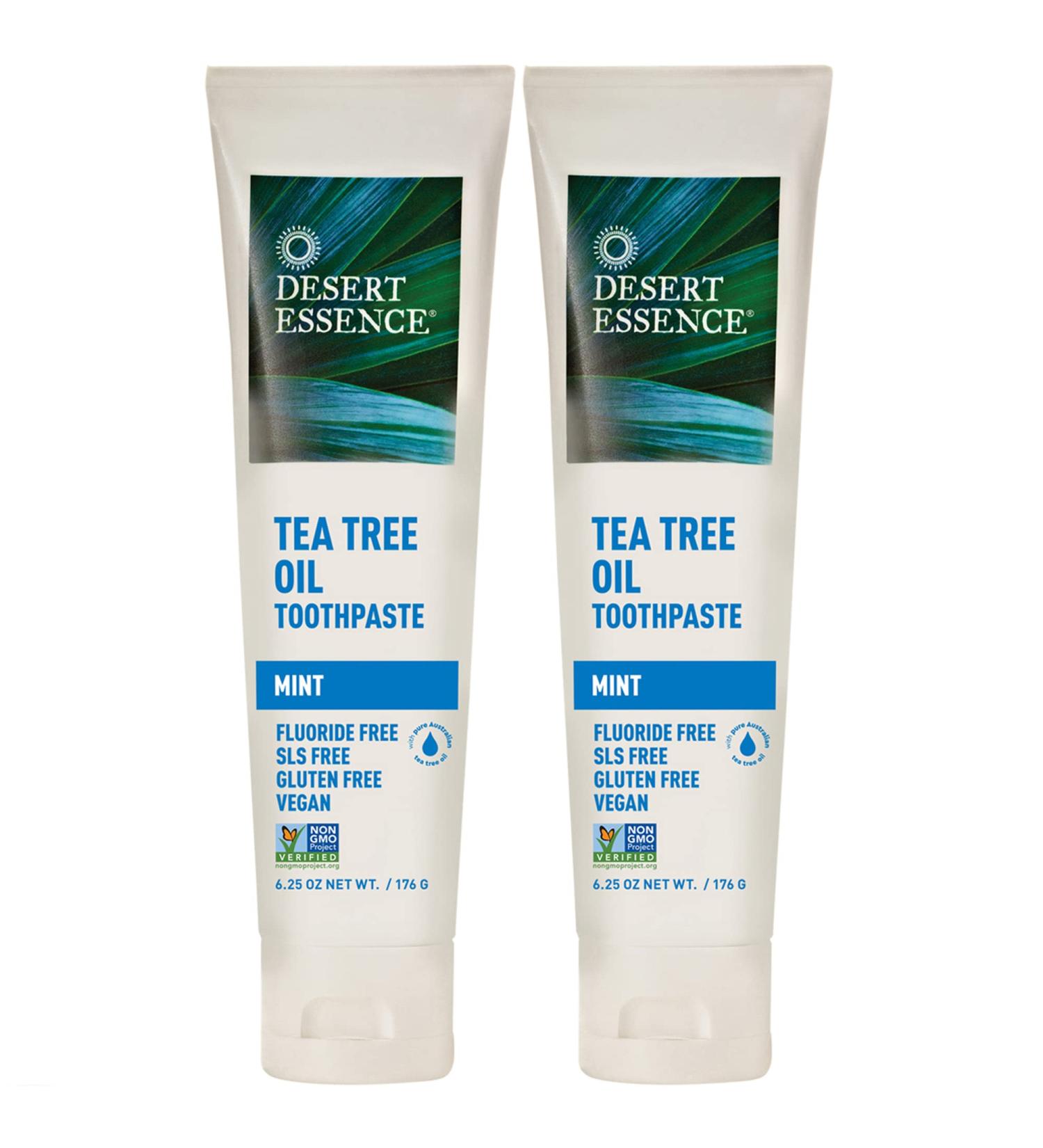 Desert Essence Tea Tree Oil Toothpaste - Mint 6.25 Oz (Pack of 2) - Refreshing Cleansing with Pure Essential Oil & Baking Soda - Buy Online on GoSupps.com