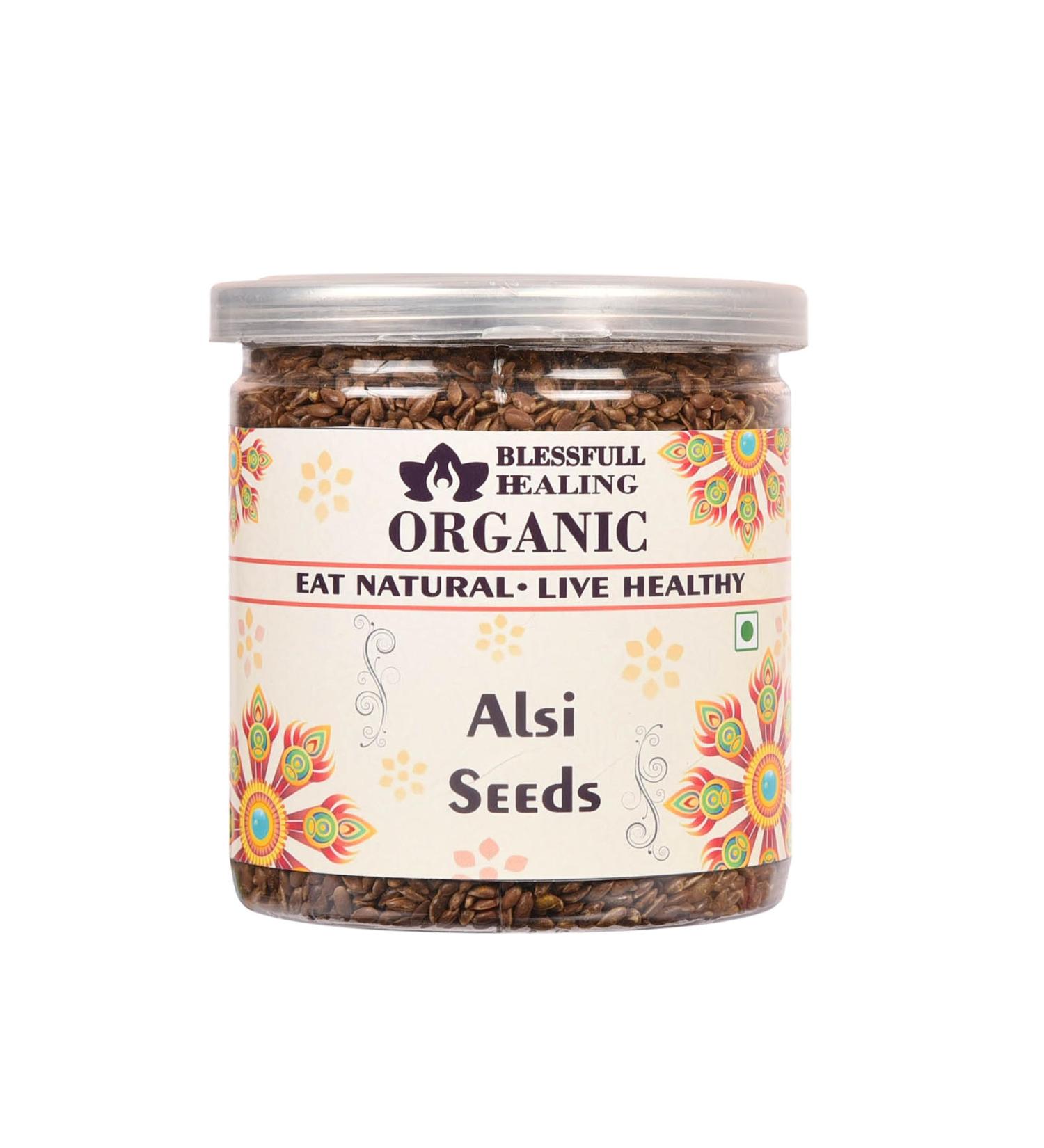 Blessfull Healing Organic Alsi Seeds 400 Gram Airtight Container (Packing May Vary)