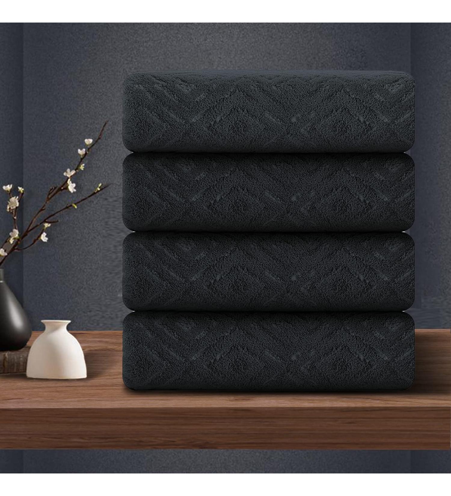 Premium Quality Black Washcloths Set - 4 Pack 13x13 - Soft, Absorbent & Quick Dry Towels for Bathroom, Hotel, Spa, Gym - Microfiber Multipurpose Washcloths - Buy Online on GoSupps.com