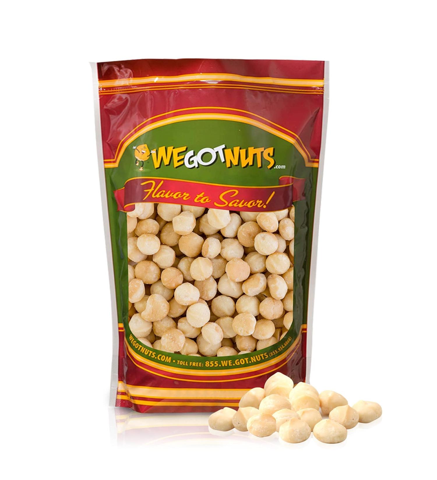 Premium Quality Raw Macadamia Nuts - 2 lbs - Shelled & Unsalted by We Got Nuts | Natural Gourmet Fresh Macadamia Nuts - Kosher, Bulk Snack Pack in Resealable Pouch | 2lb Pack - Buy Online on GoSupps.com