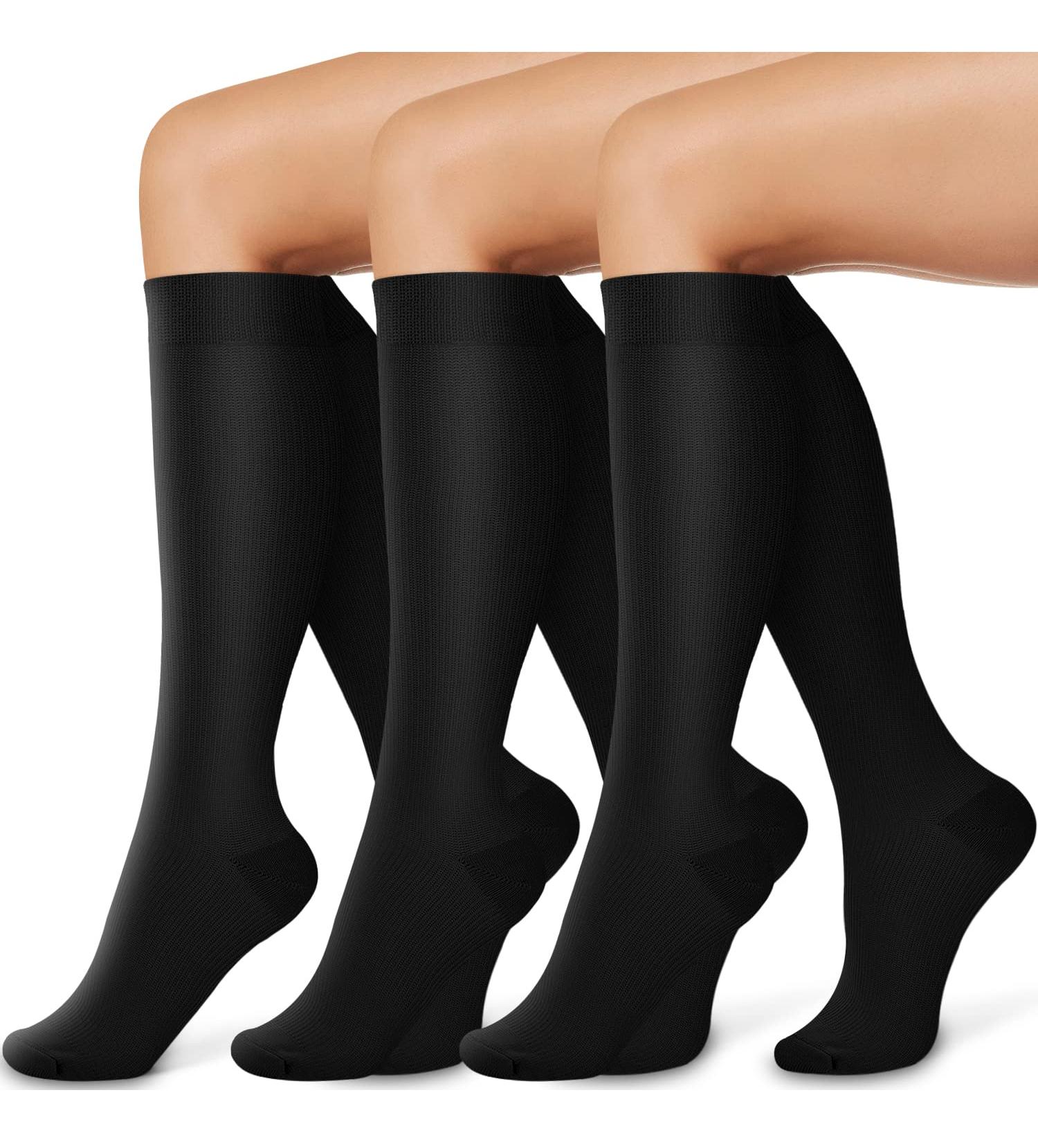 COOLOVER Compression Socks: 3 Pairs for Women and Men - Running, Athletic, Nursing, Travel - Black, Large-X-Large - Buy Online on GoSupps.com