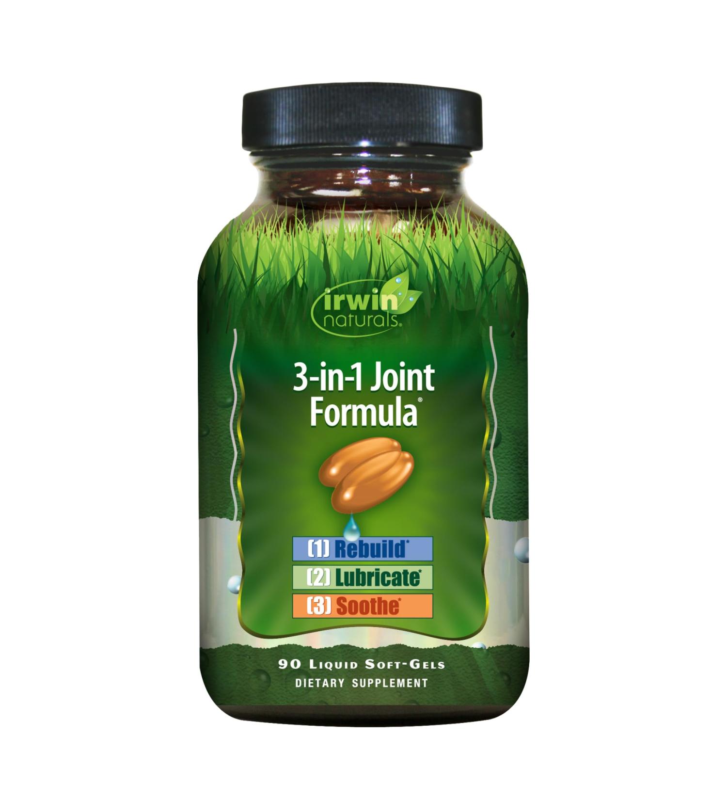 Irwin Naturals 3-in-1 Joint Formula - Powerful Joint Support Supplement with Glucosamine Chondroitin Turmeric & Boswellia - 90 Liquid Softgels - Buy Online on GoSupps.com