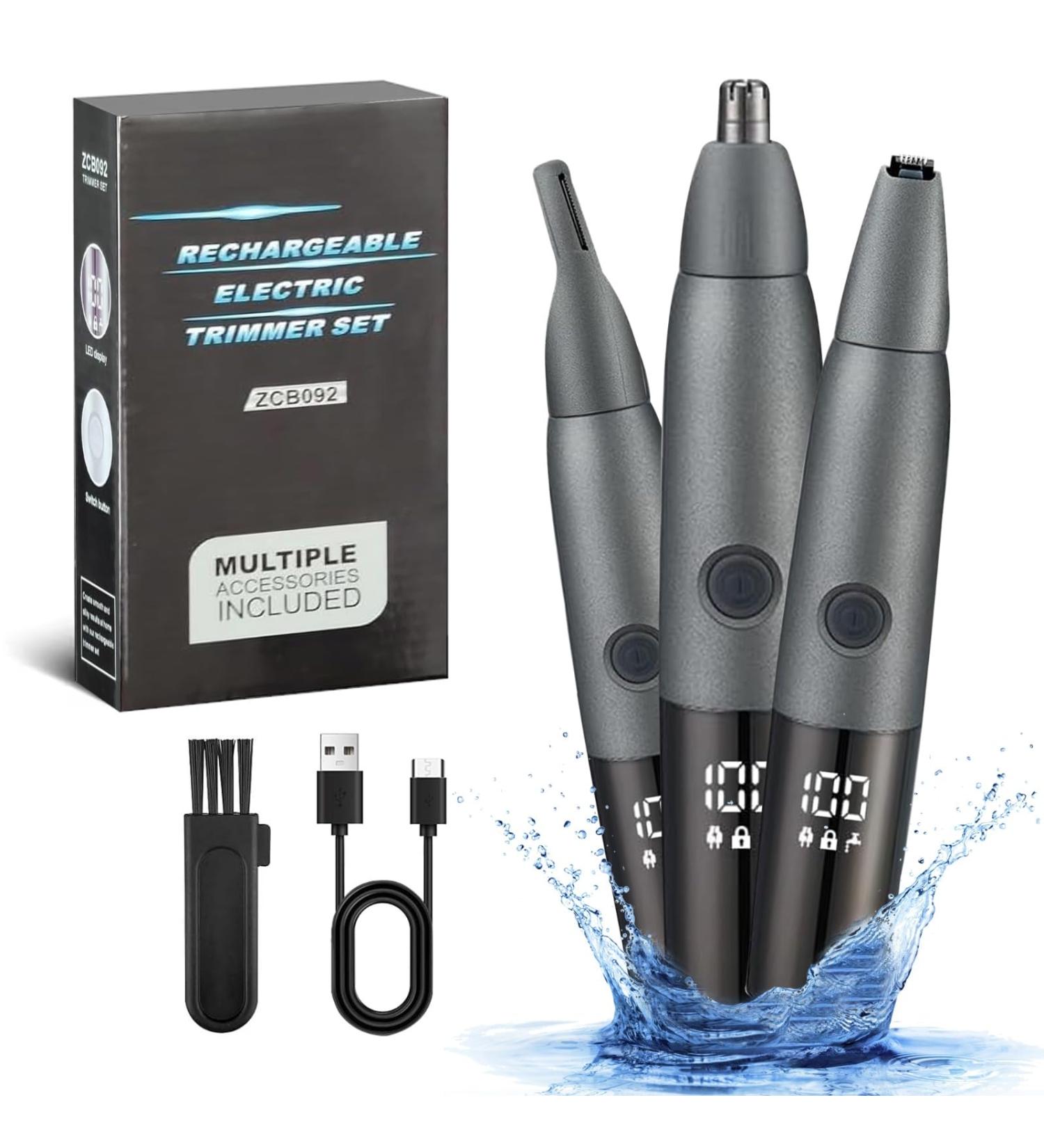 3 in 1 Nose Hair Trimmer for Men & Women - Painless Precision Ear & Facial Trimmer - Rechargeable Dual Edge Razor with IPX7 Waterproof Design - Buy Online on GoSupps.com
