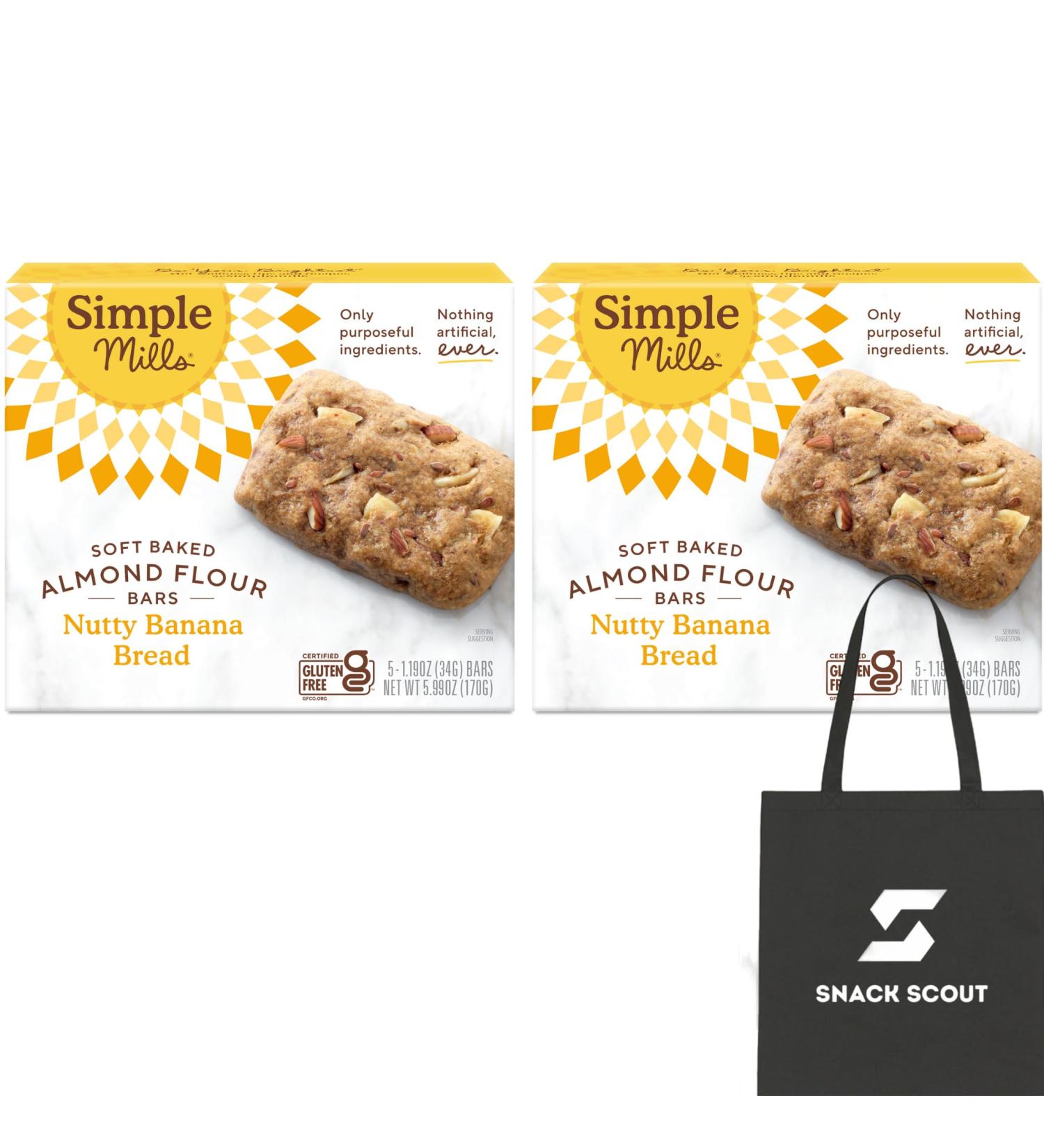 Simple Mills Soft Baked Almond Flour Bars Nutty Banana Bread Gluten-Free Pack of 2 Bundle With Snack Scout Lunch Bag - Buy Online on GoSupps.com