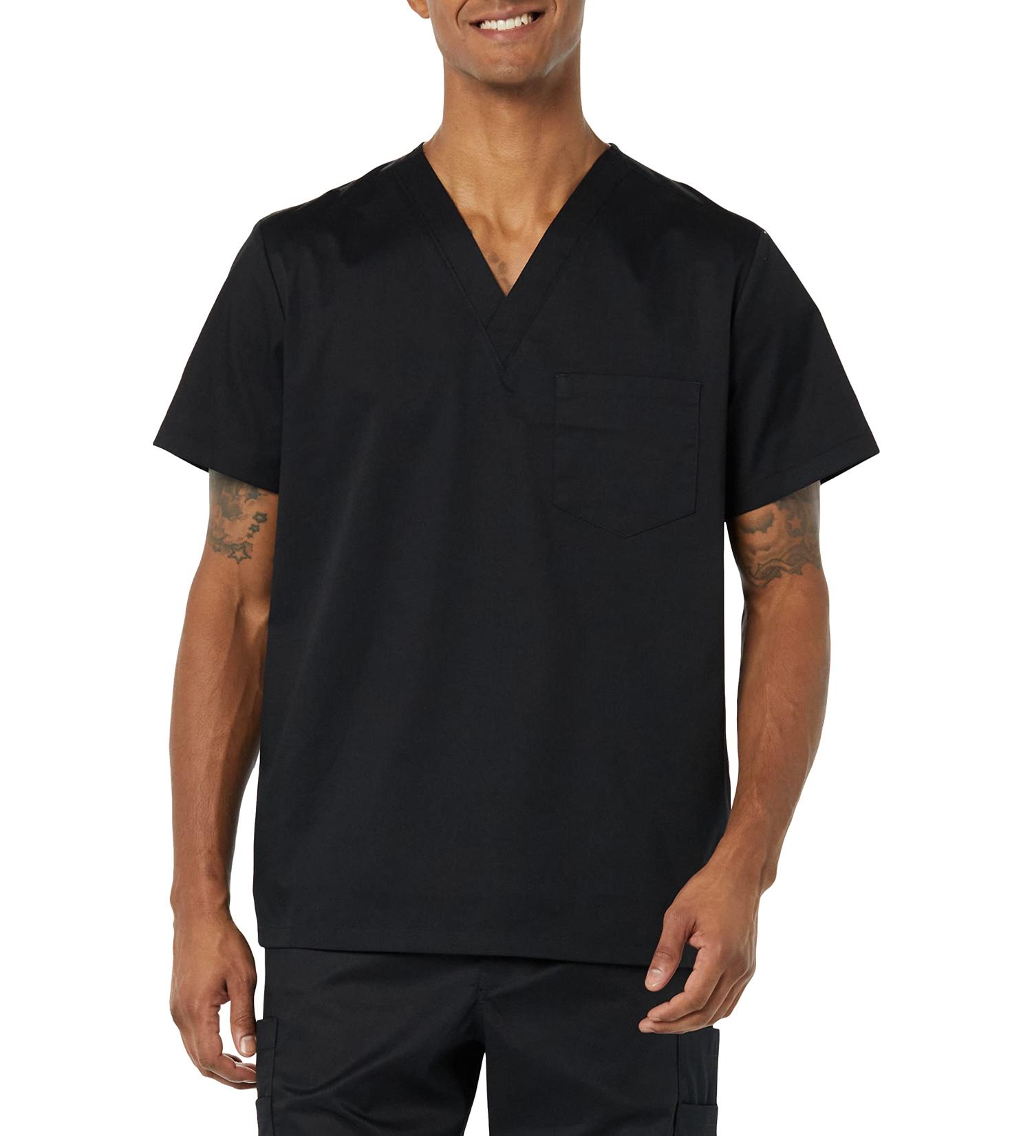 Amazon Essentials Men's V-Neck Scrub Top - Medium Black | Pockets Included - Buy Online on GoSupps.com