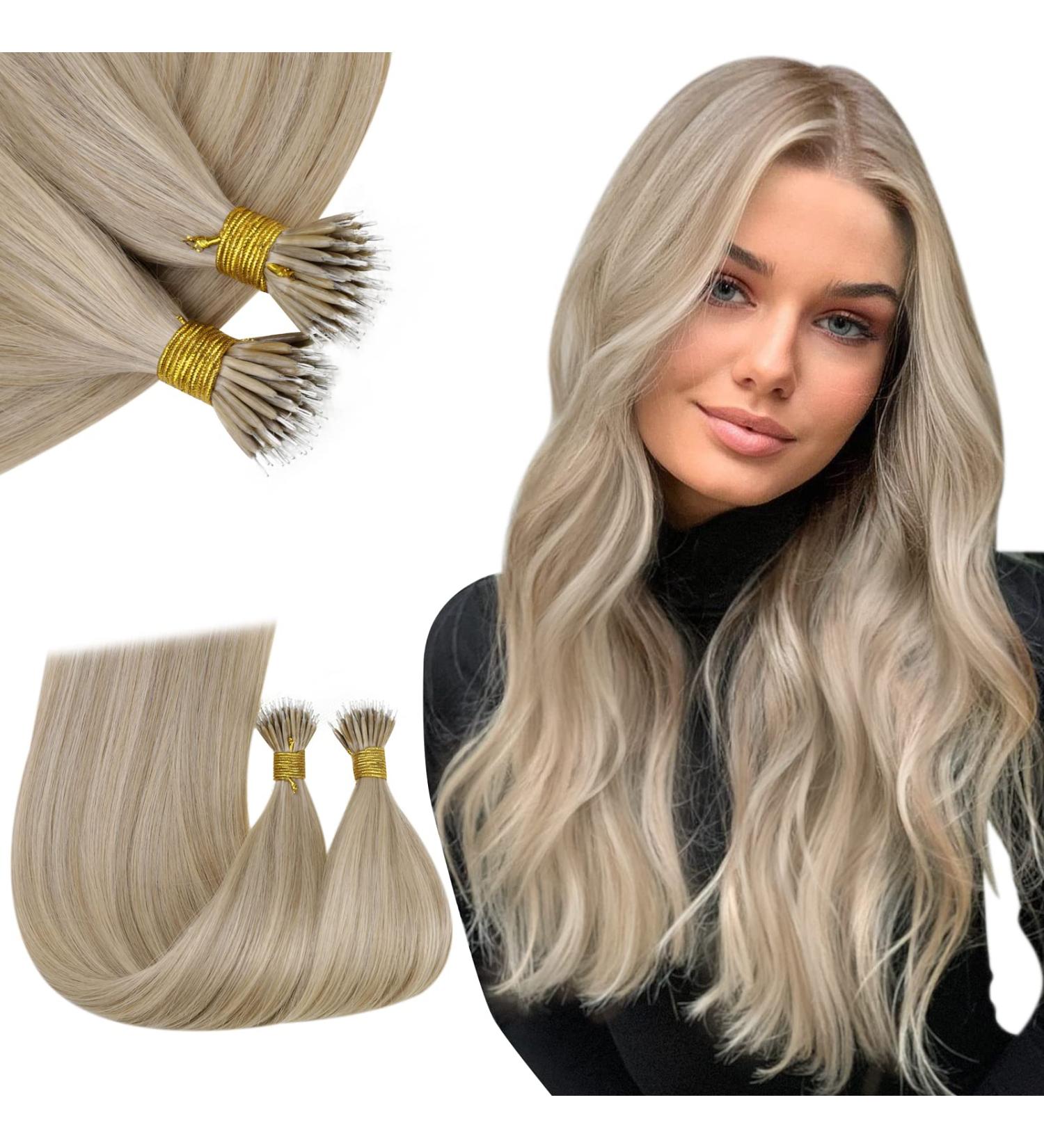 RUNATURE Blonde Nano Hair Extensions 20 Real Human Hair Highlight Blonde Nano Ring Nano Tip Extensions 50g - A-Nano-#16P22 - Buy Online on GoSupps.com