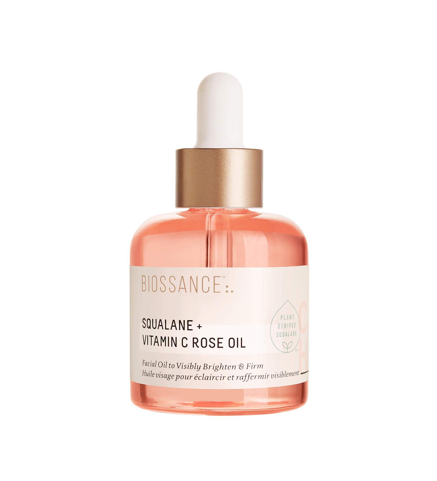 Biossance Squalane + Vitamin C Rose Oil - 1 Fl Oz Facial Oil for Brightening, Hydrating, Firming, and Radiant Skin - Buy Online on GoSupps.com