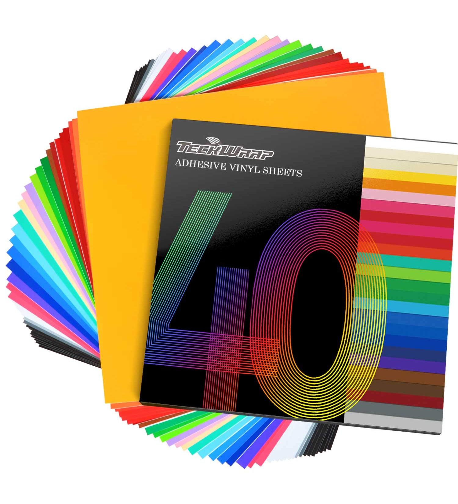 TECKWRAP Permanent Adhesive Vinyl Sheets 12x12 - 40 Pack Assorted Colors | Craft Cutters - Glossy Finish - Buy Online on GoSupps.com