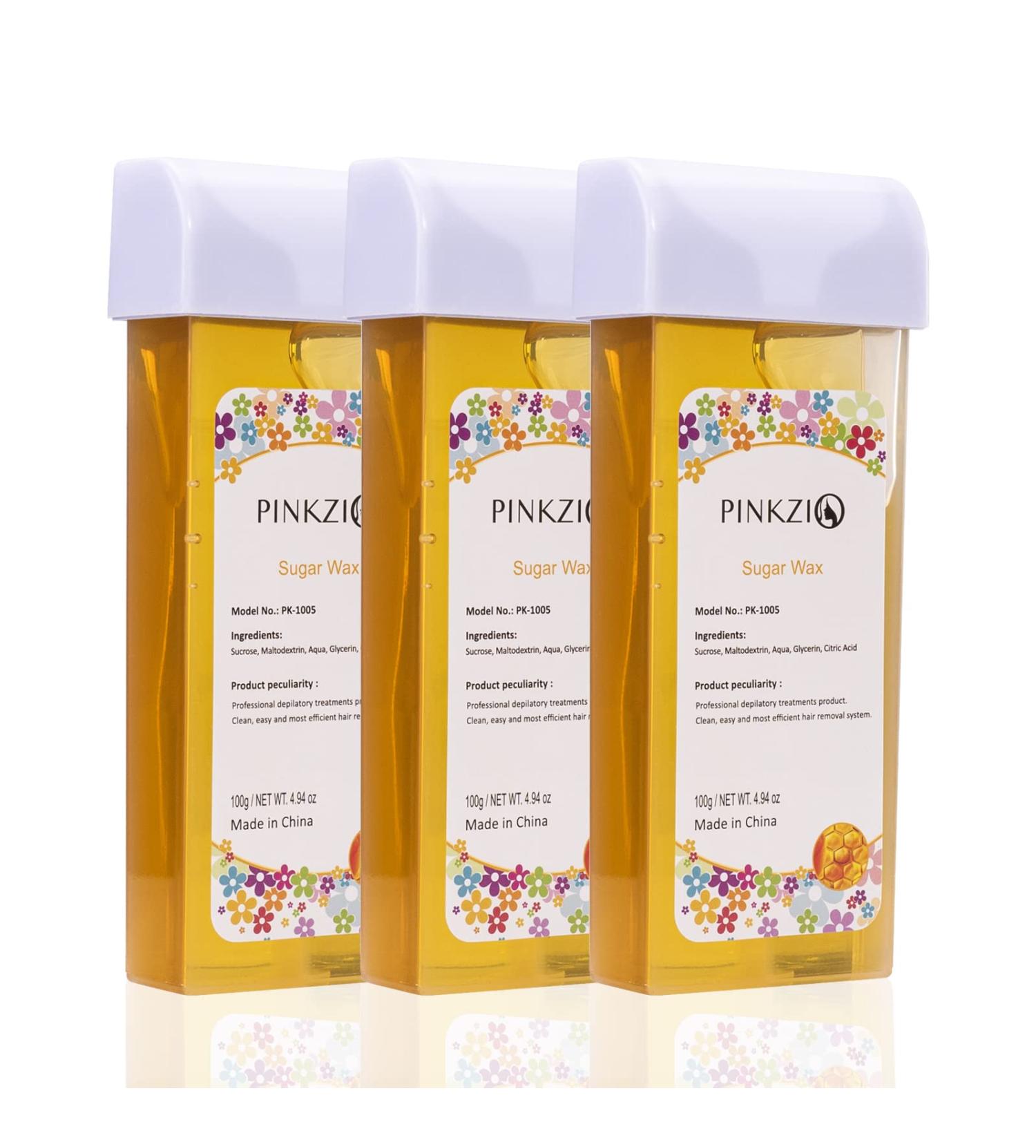 PINKZIO Hair Removal Roll On Wax Refill 3 Pack - Depilatory Wax Roller for Legs and Arms - 3.52 Ounce Honey Formula - Buy Online on GoSupps.com