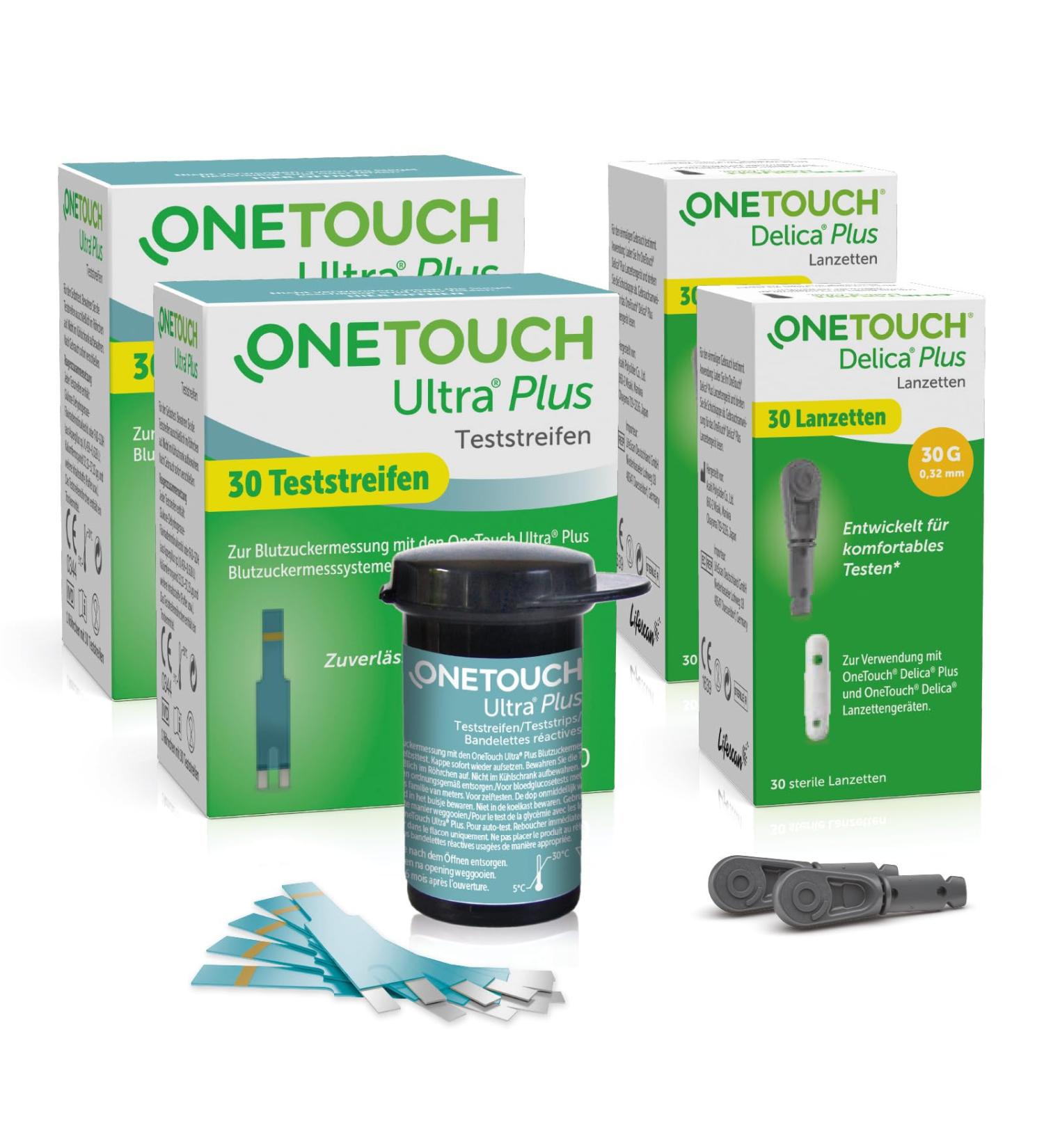 Onetouch Ultra Plus Kombi-Pack M | Blood Sugar Test Strips & Lancets for Diabetes | 60 Tests | International Shipping - Buy Online on GoSupps.com