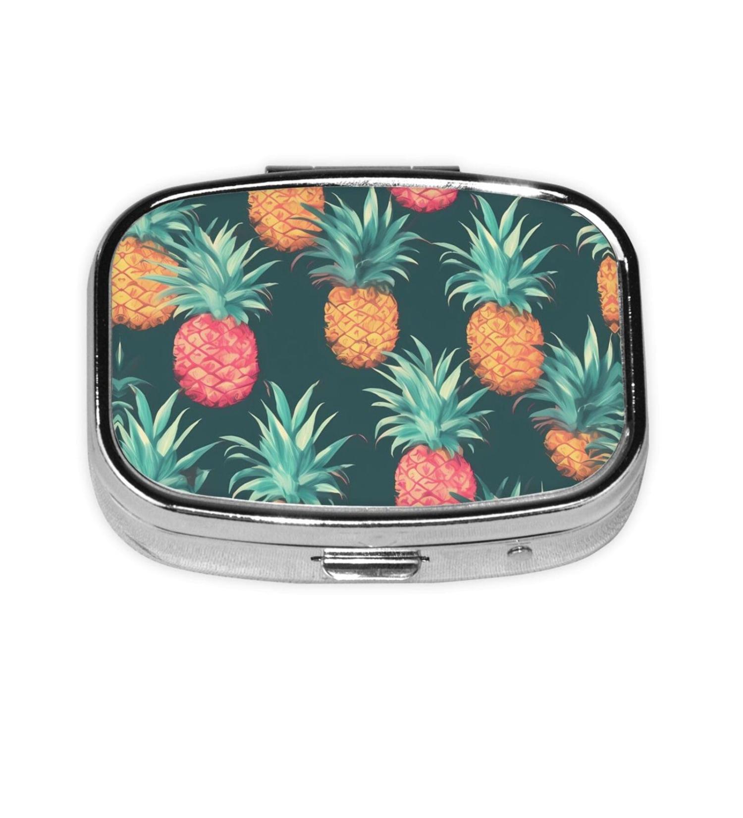 Summer Pineapple 2 Compartment Pill Case | Cute Travel Pill Organizer & Gift for Purse - Buy Online on GoSupps.com