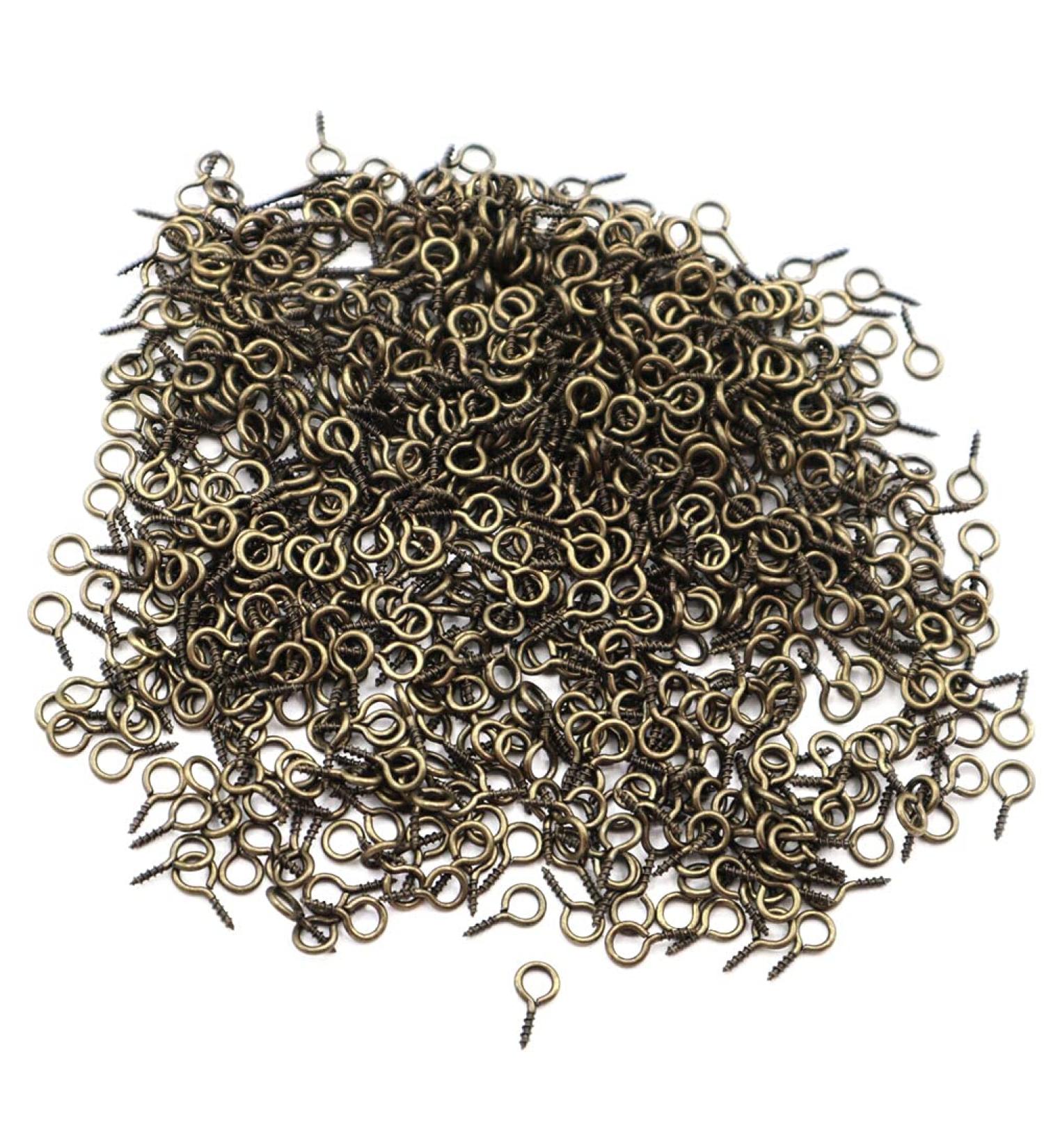 IdealSV 1000 Pcs Small Bronze Eye Screws for Jewelry Making - 10x5mm Craft Eyelets Pins - Buy Online on GoSupps.com